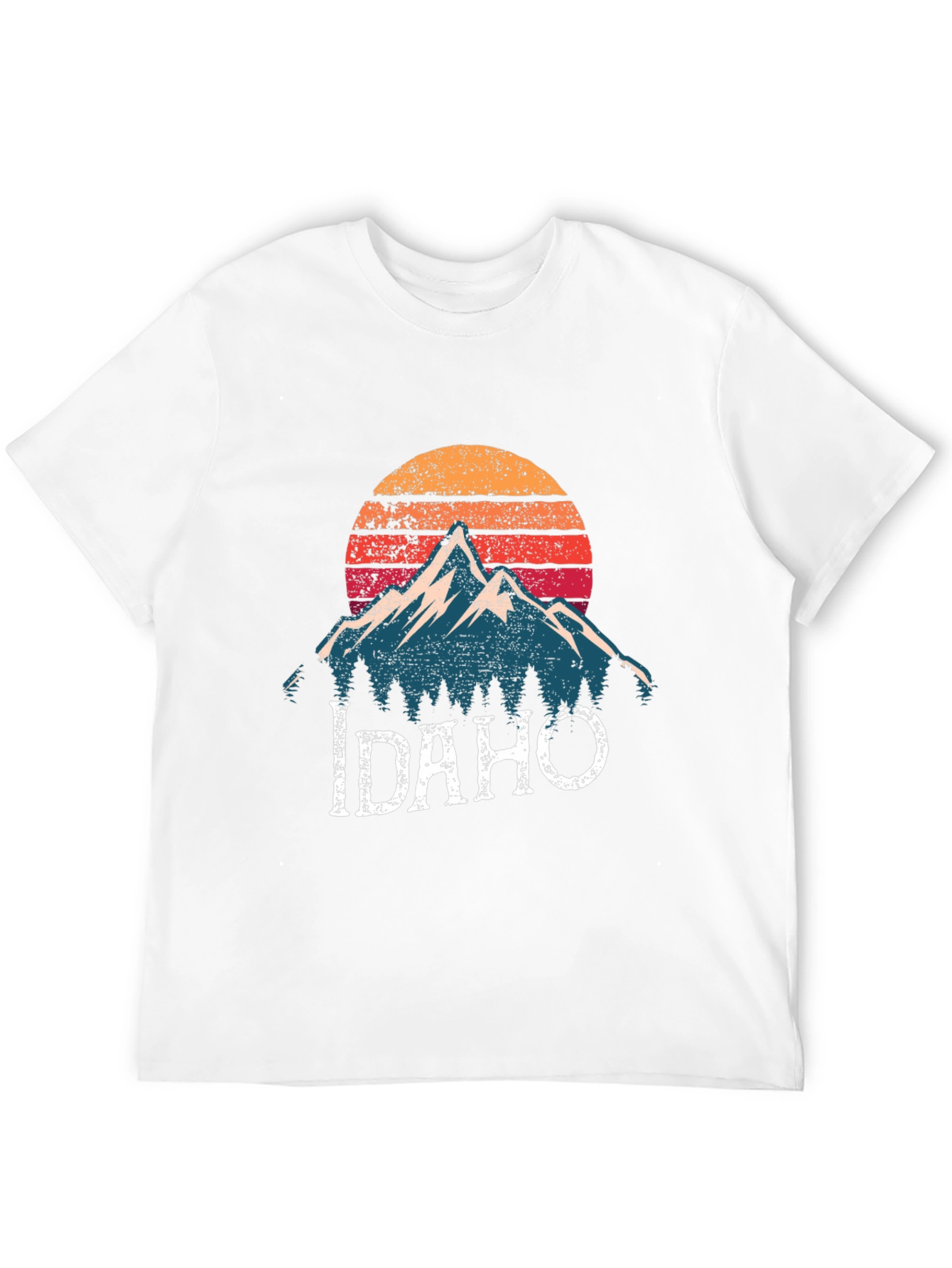 Idaho Mountain Graphic T-Shirt - Retro Sunset Design