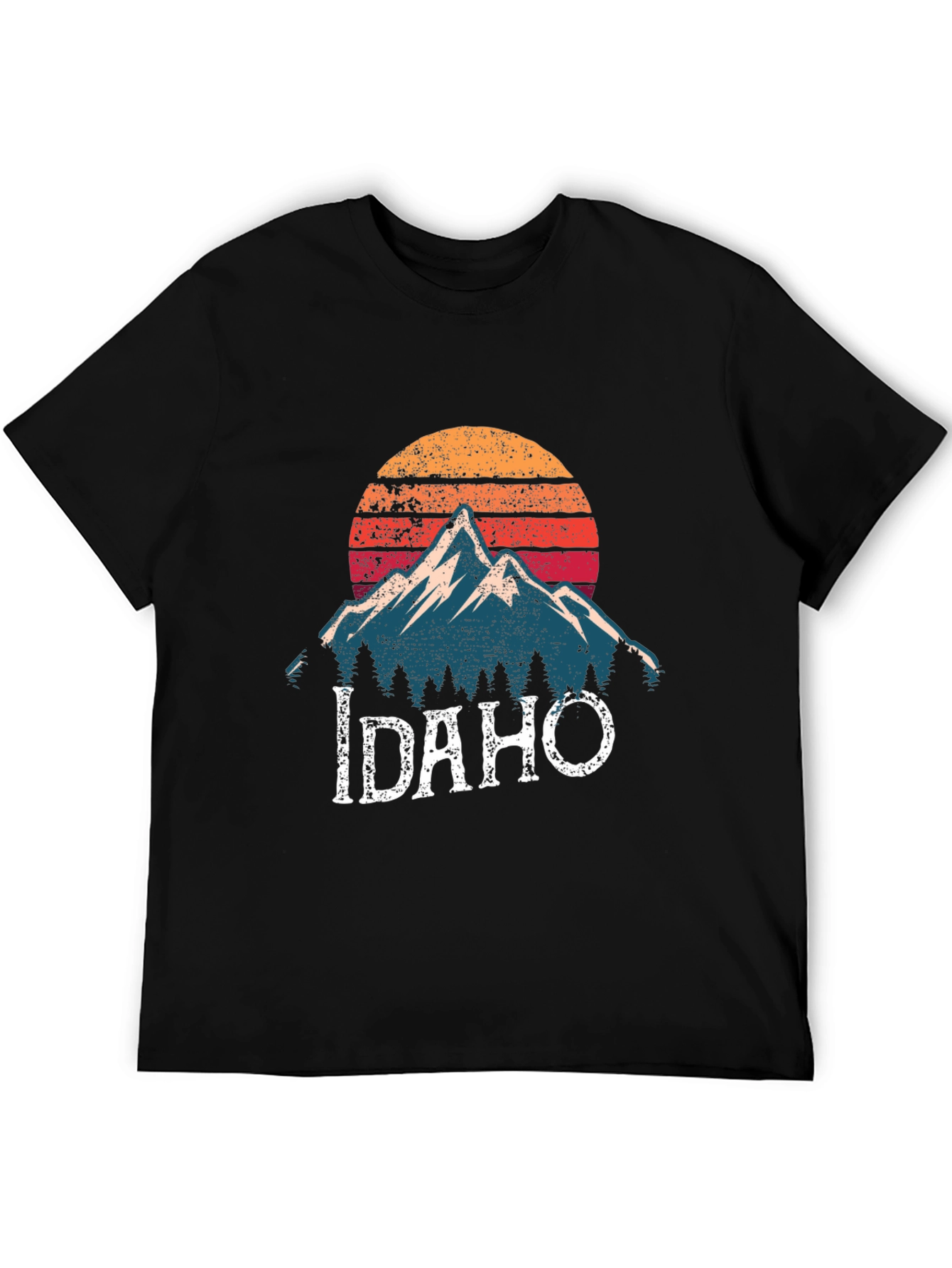 Idaho Mountain Graphic T-Shirt - Retro Sunset Design