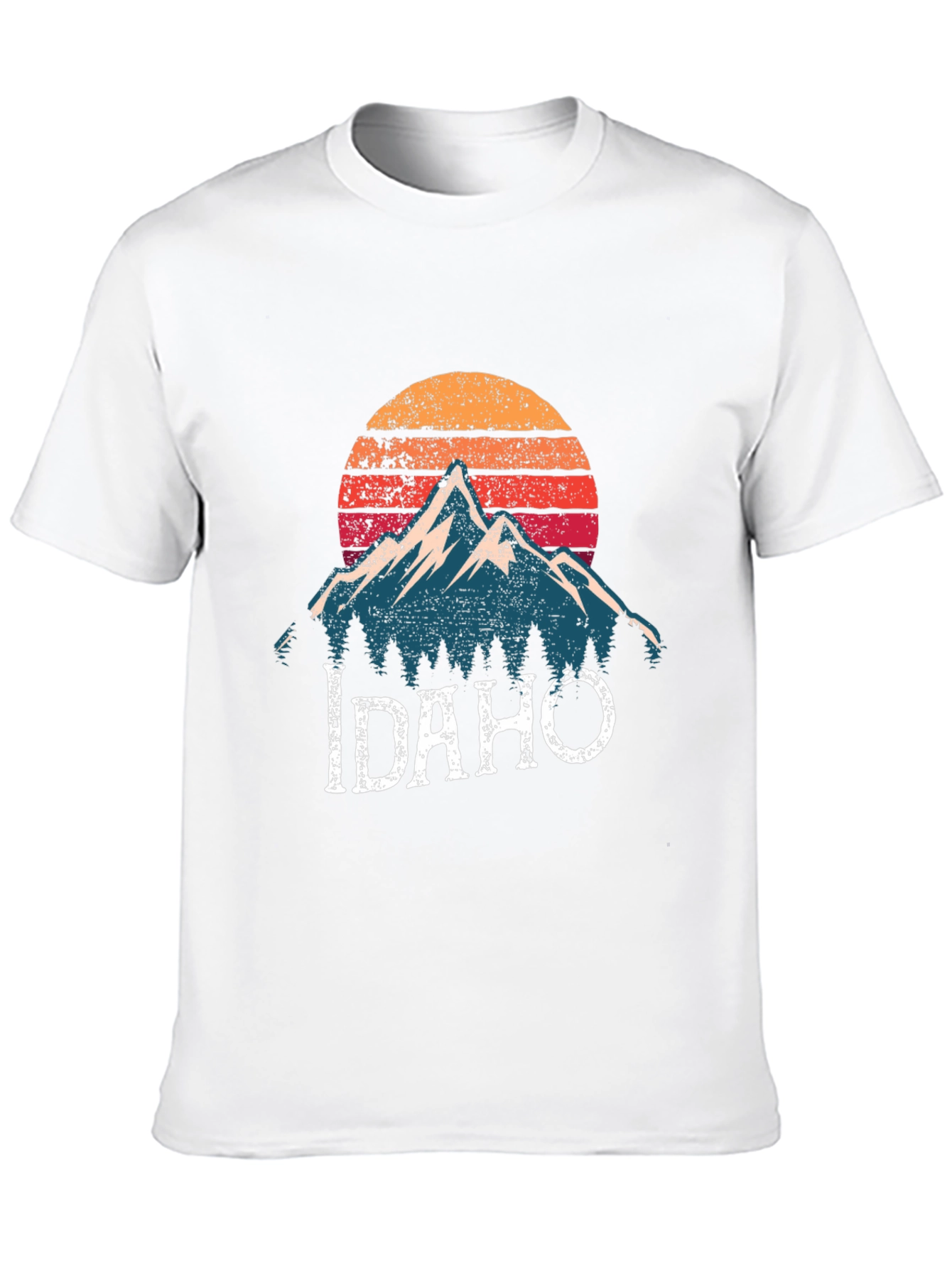 Idaho Mountain Graphic T-Shirt - Retro Sunset Design