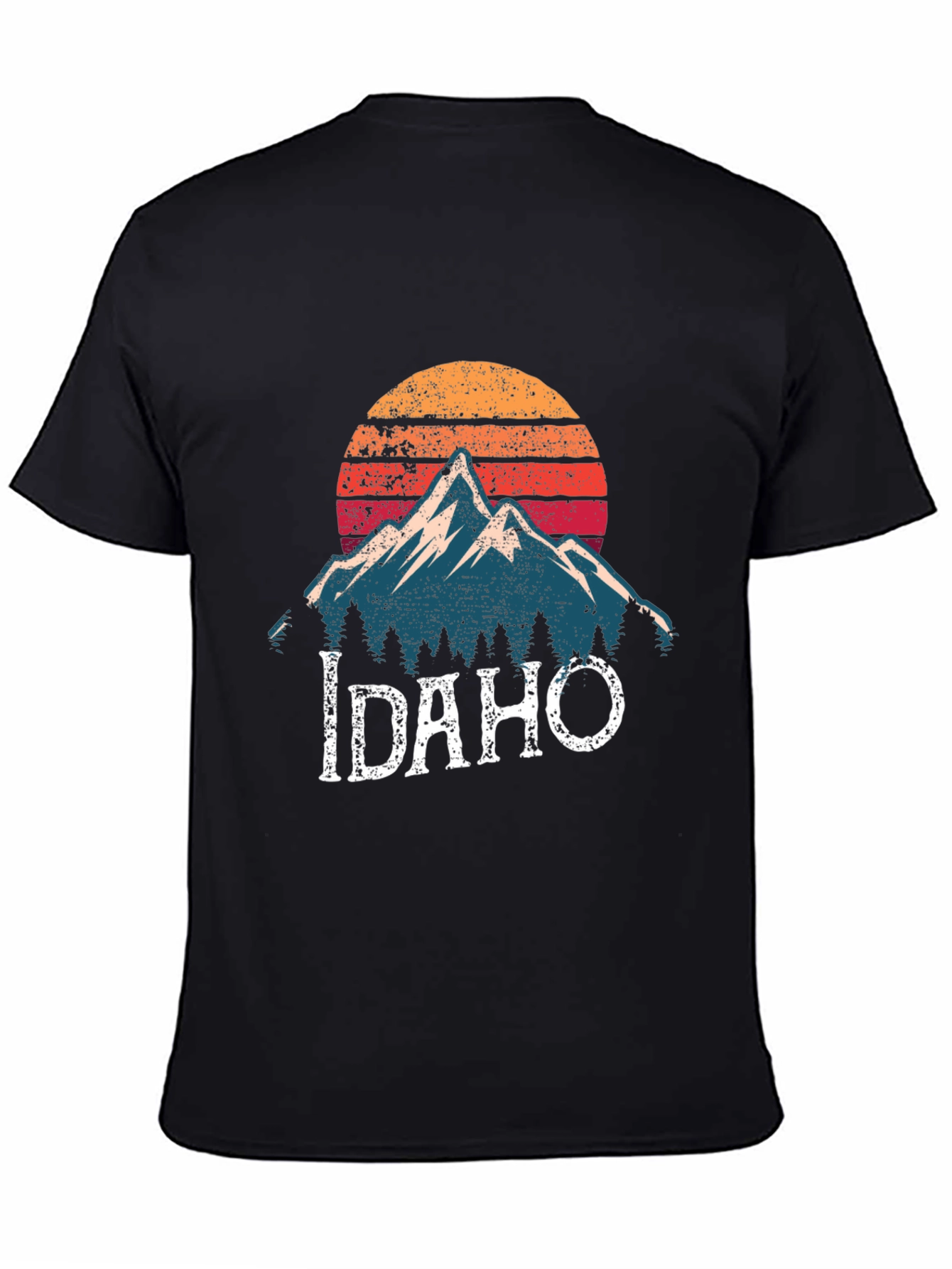 Idaho Mountain Graphic T-Shirt - Retro Sunset Design