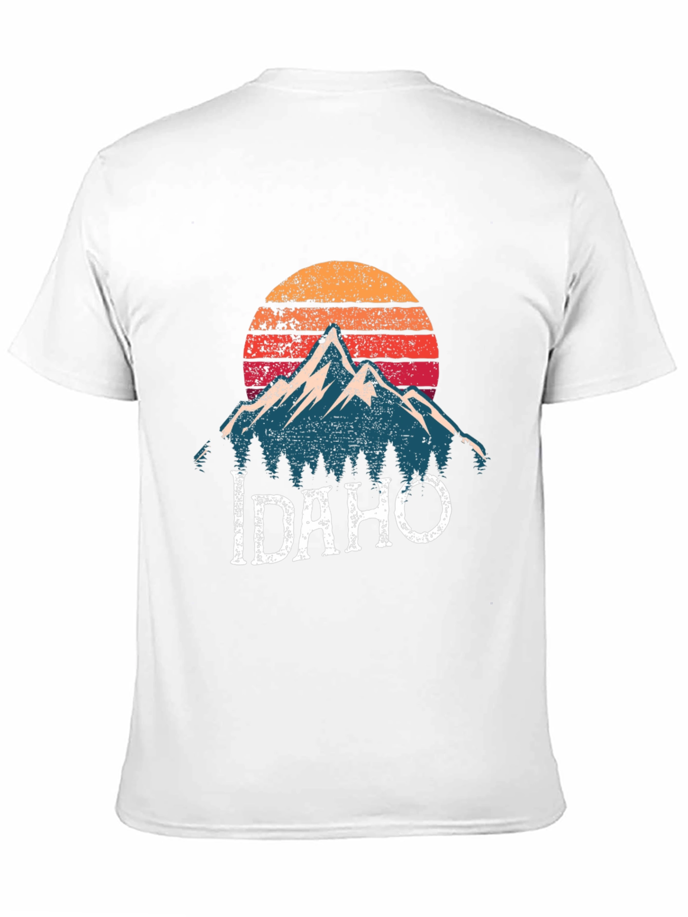 Idaho Mountain Graphic T-Shirt - Retro Sunset Design
