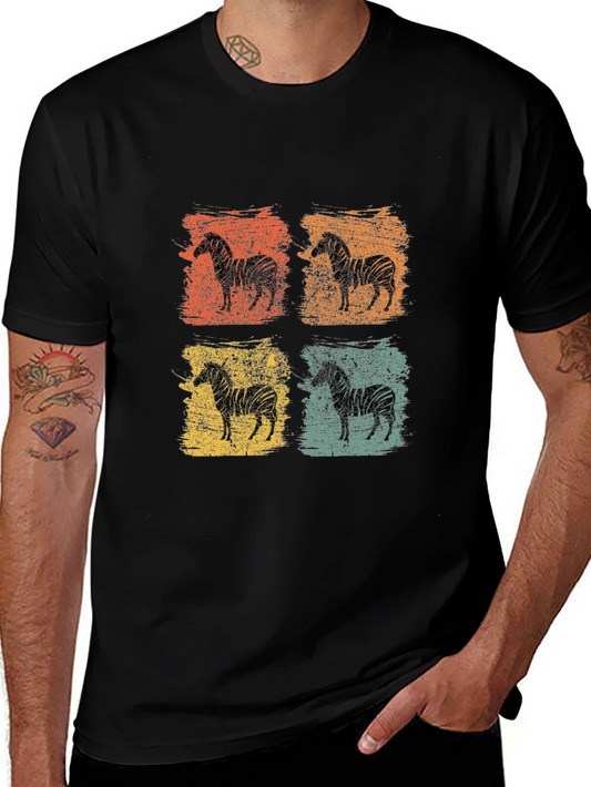 Retro Zebra Graphic Tee - Unisex Black T-Shirt