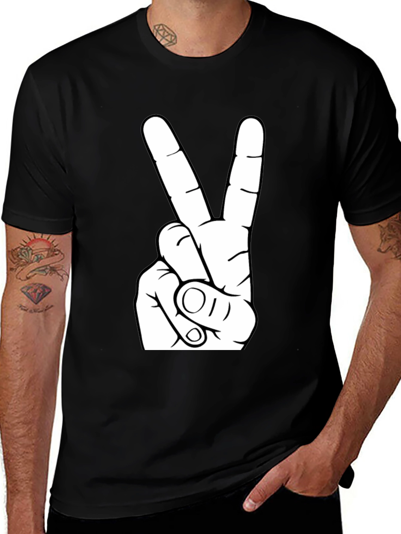 Peace Sign Graphic Tee - Black T-Shirt