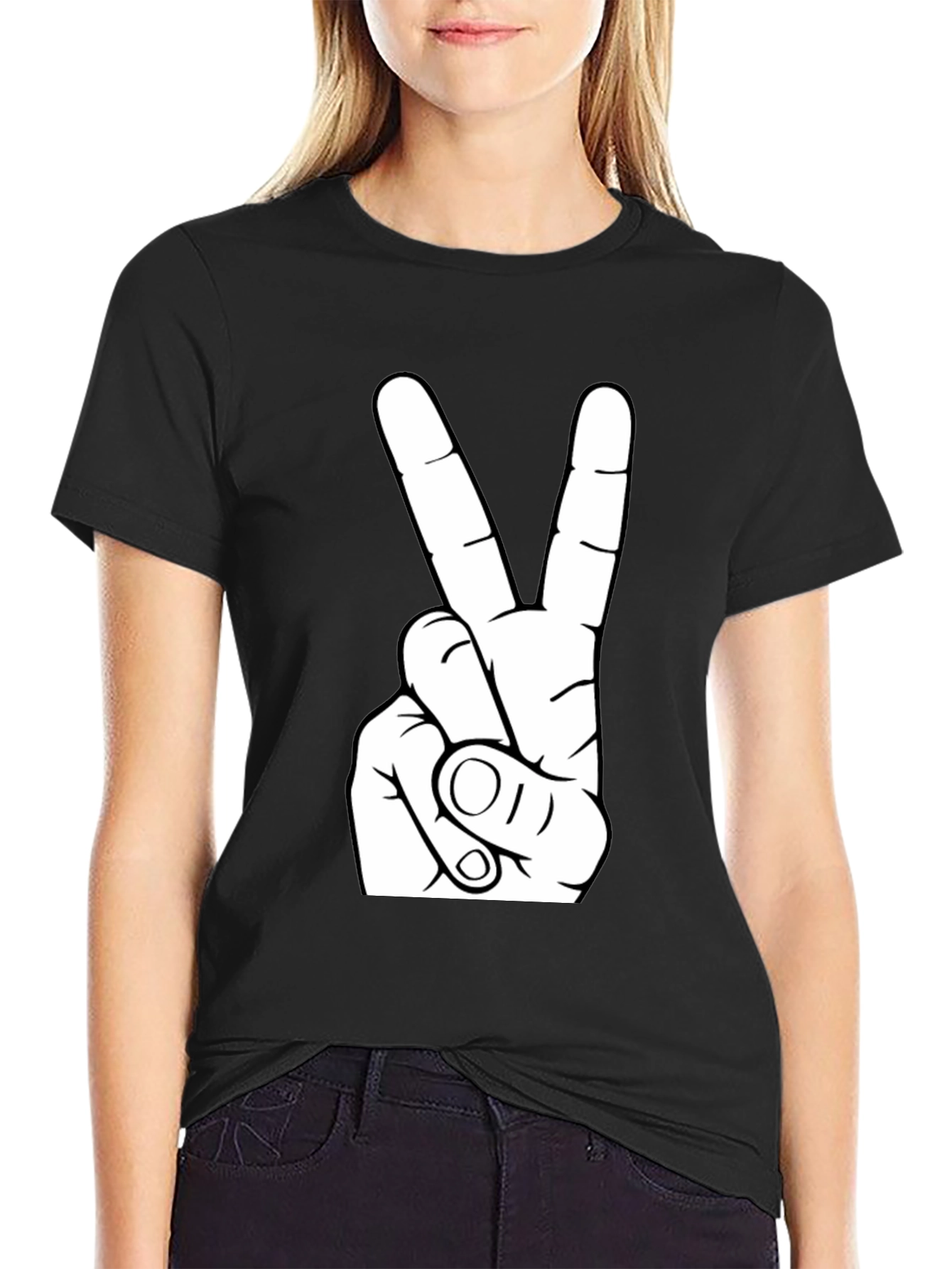 Peace Sign Graphic Tee - Black T-Shirt