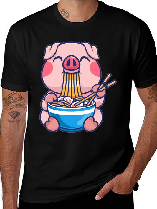 Cute Pig Ramen T-Shirt - Anime Style