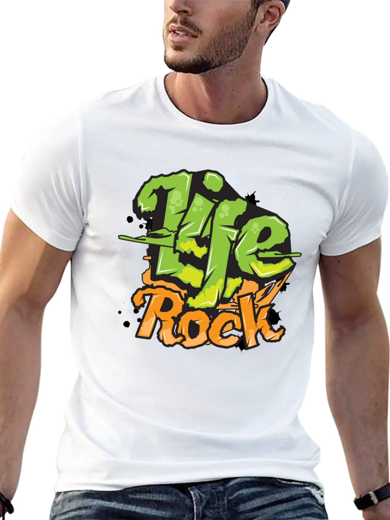 Life Rock Mens Graphic T-Shirt - Cool Streetwear Tee