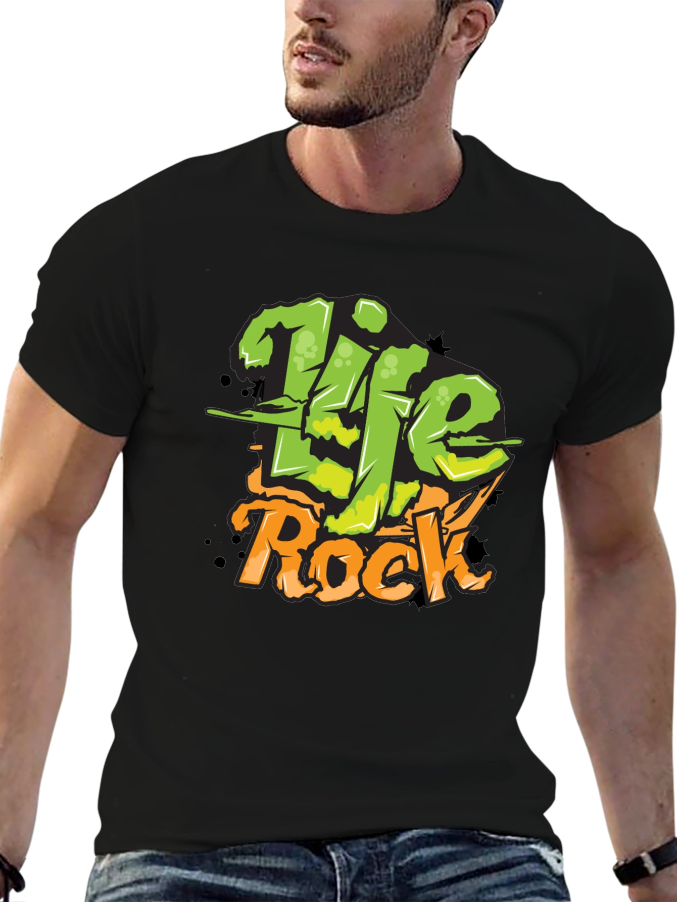 Life Rock Mens Graphic T-Shirt - Cool Streetwear Tee