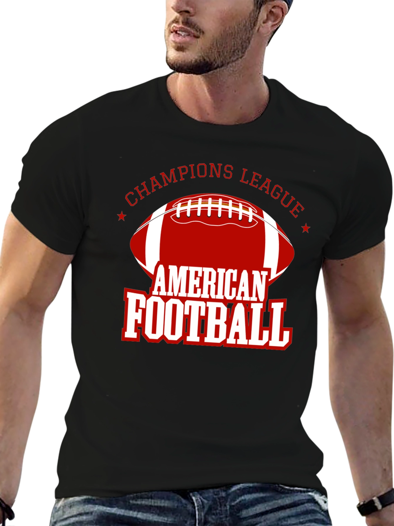 American Football Champions League Black T-Shirt