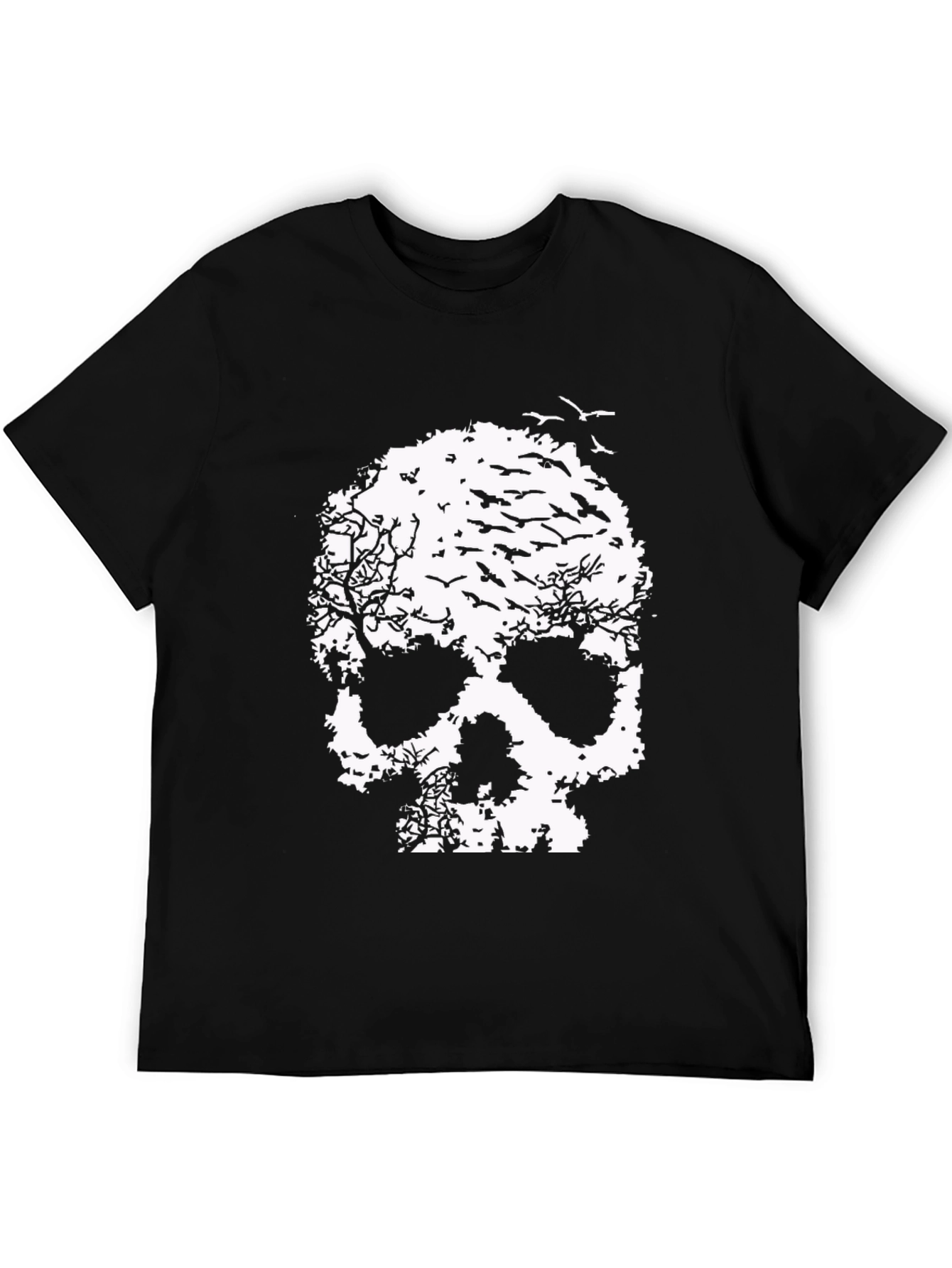 Skull Tree Bird Graphic Print T-Shirt