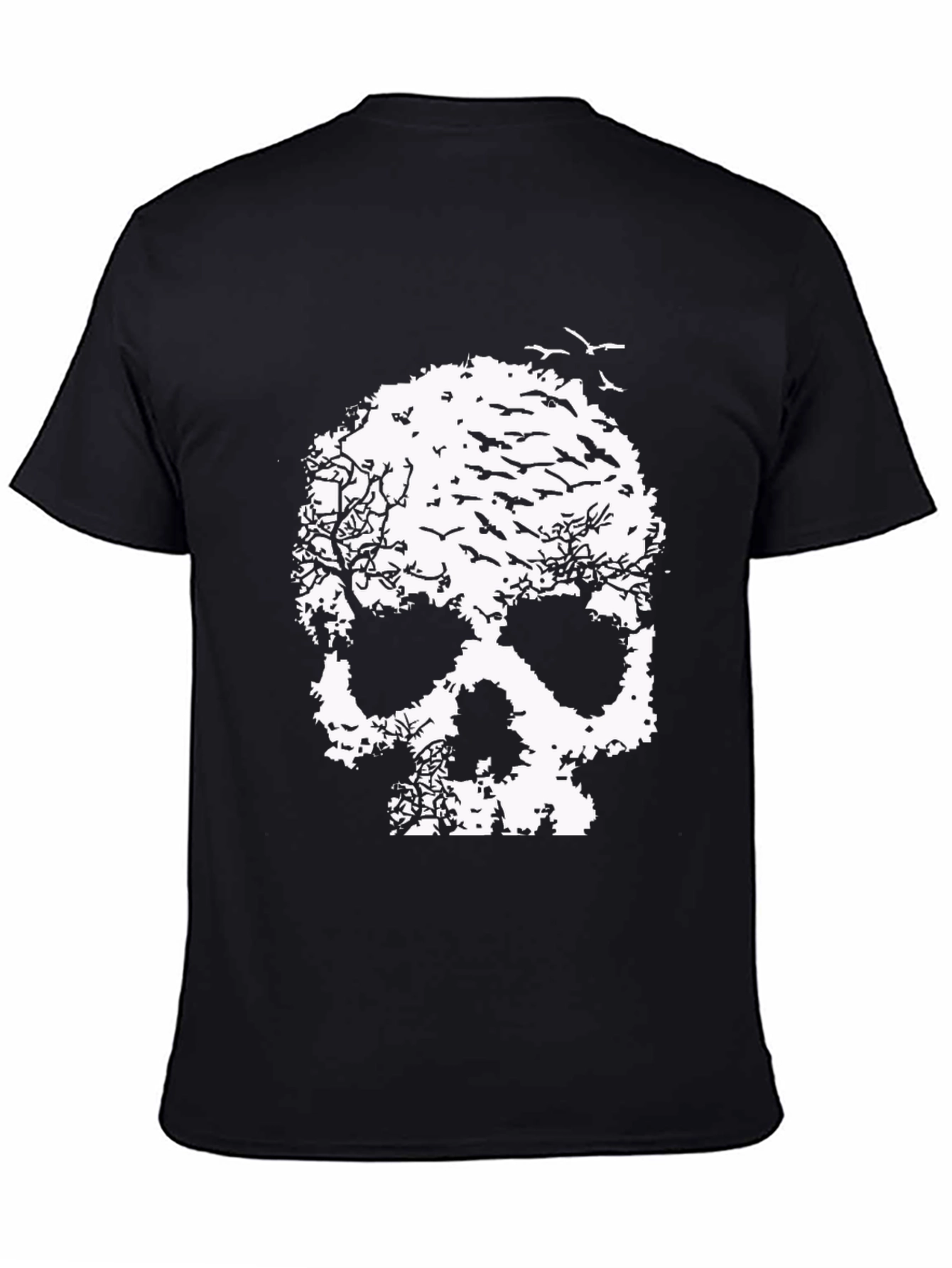 Skull Tree Bird Graphic Print T-Shirt