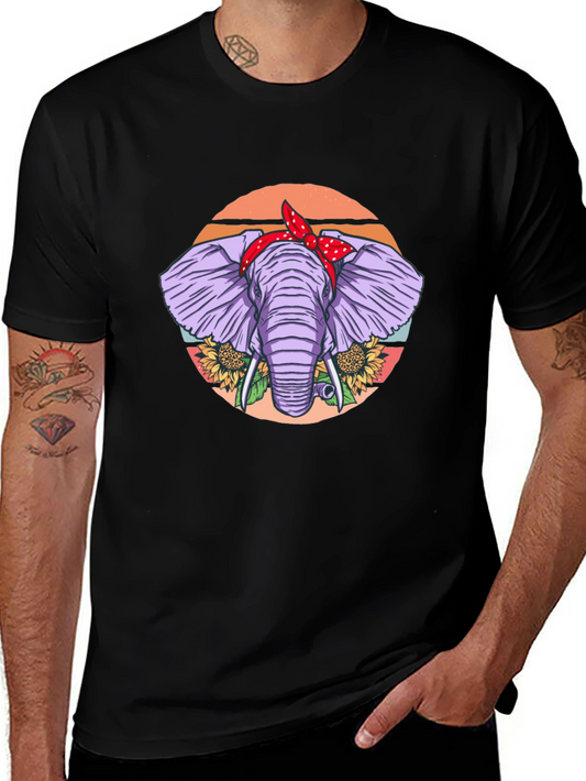 Elephant Bandana T-Shirt - Cute Animal Graphic Tee