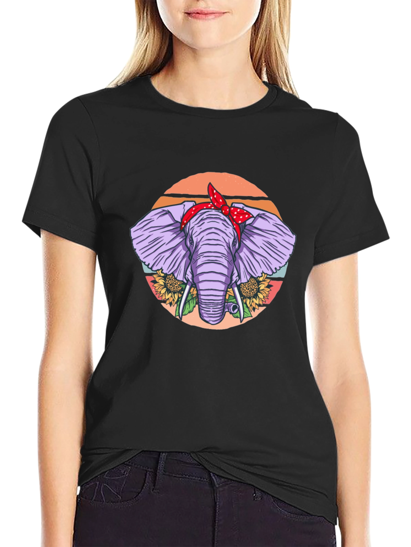 Elephant Bandana T-Shirt - Cute Animal Graphic Tee