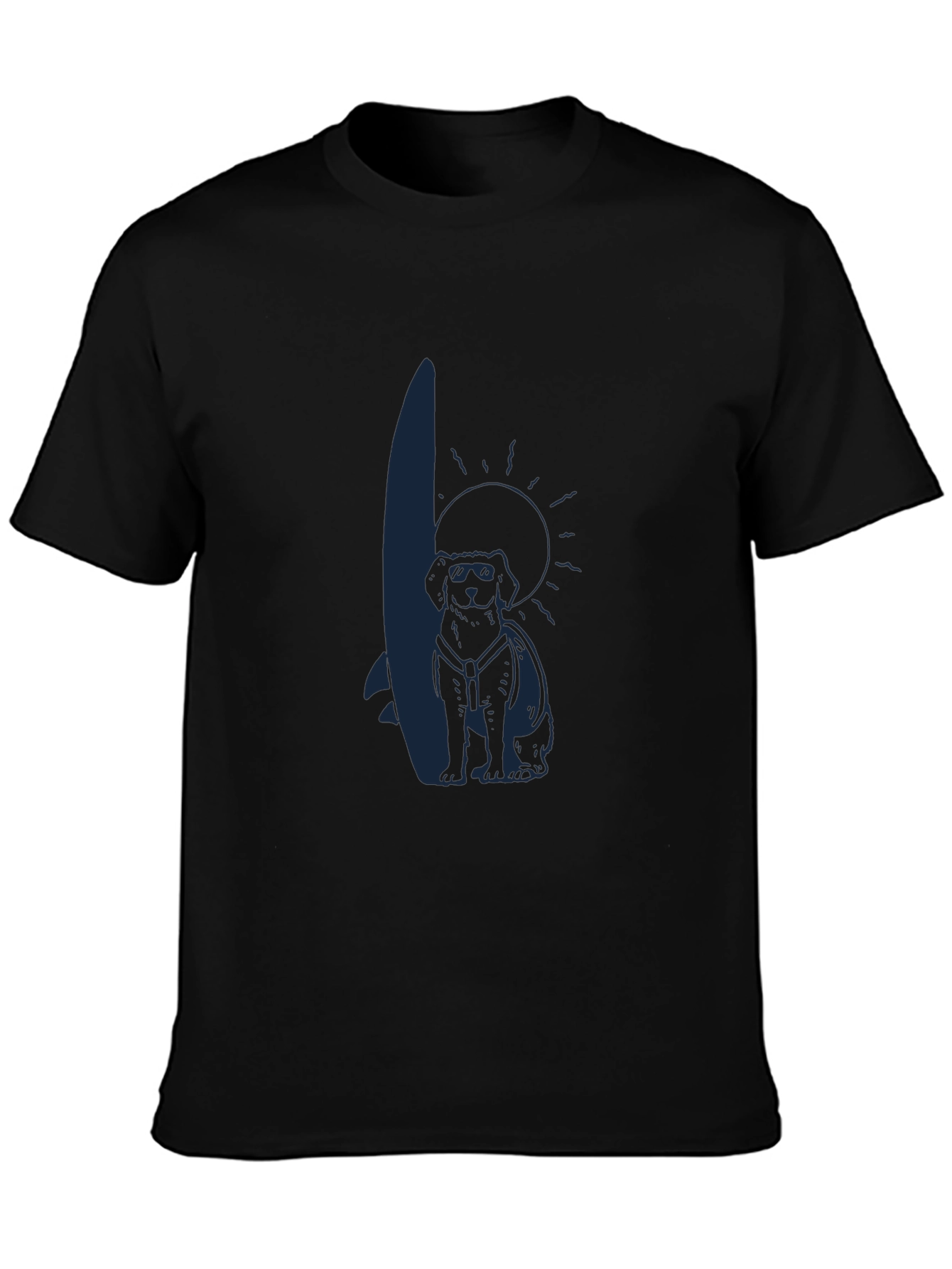 Cool Dog Surfer Graphic Tee - Black