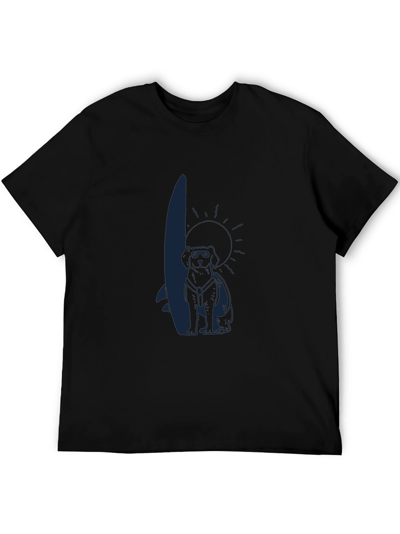 Cool Dog Surfer Graphic Tee - Black