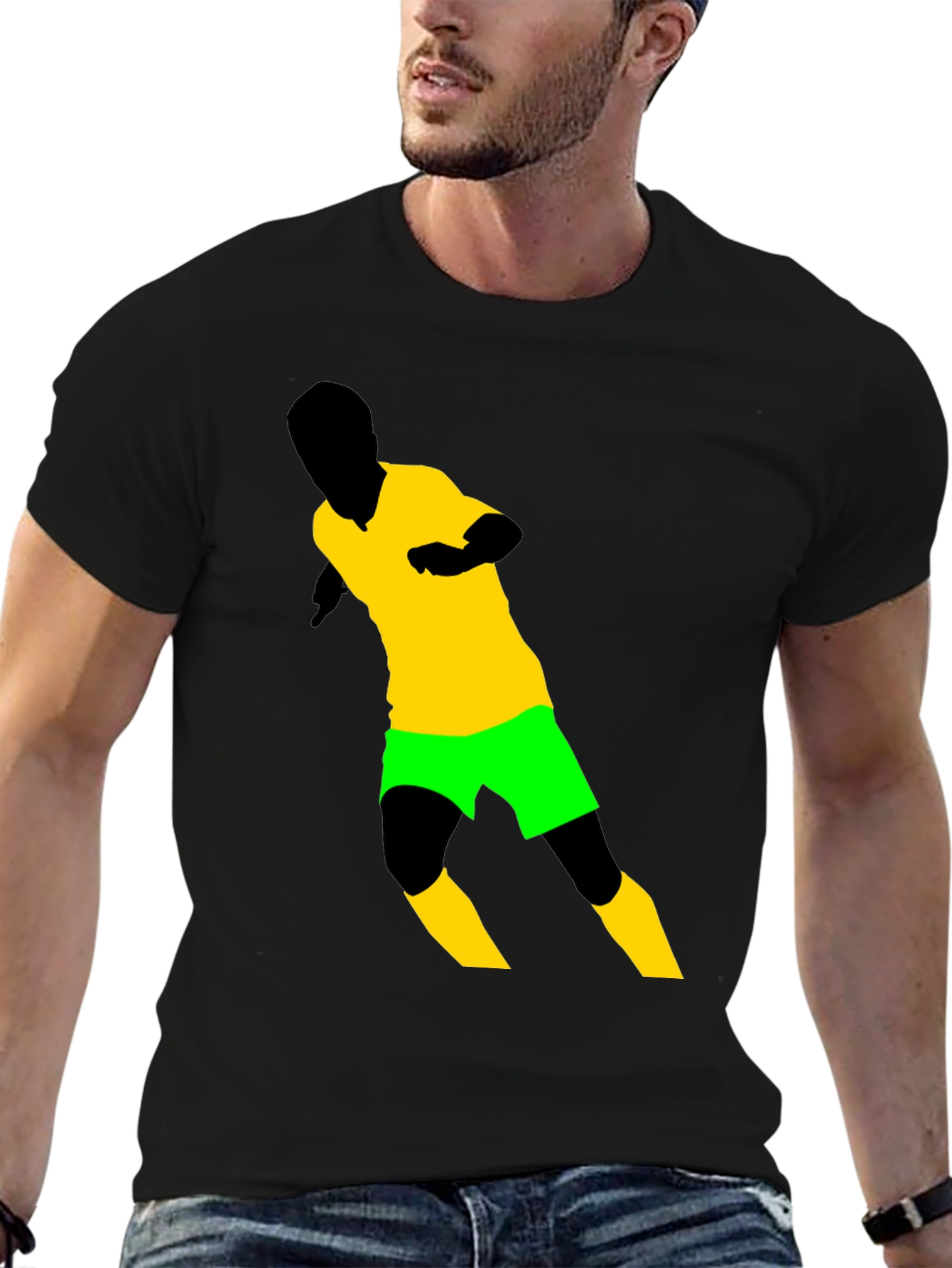 Soccer Player Graphic Tee - Black