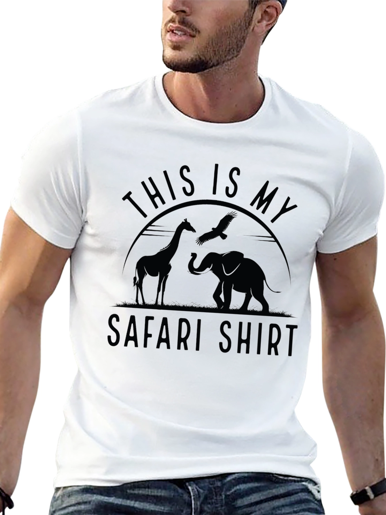 Safari Shirt - Giraffe Elephant and Eagle Design