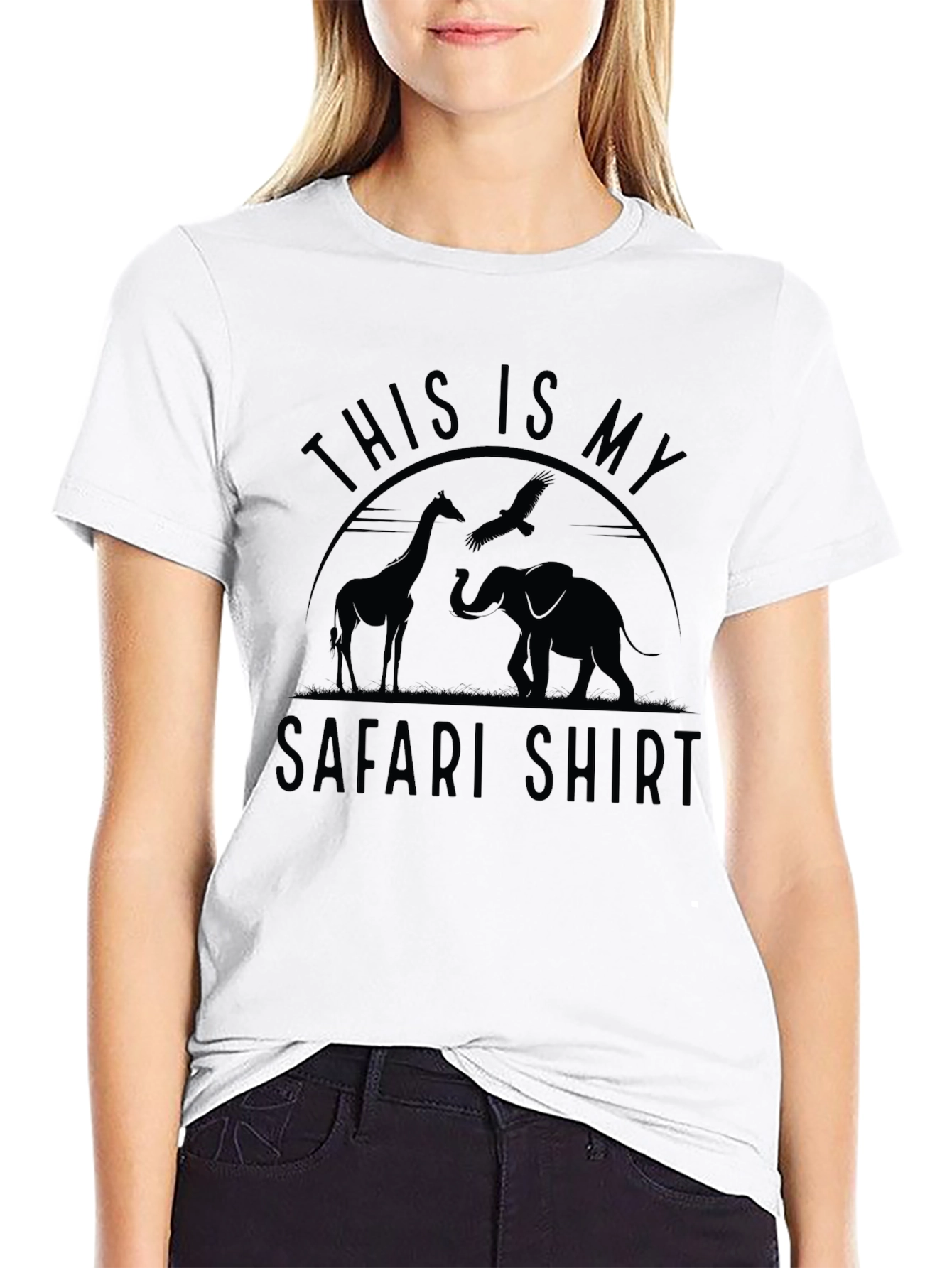 Safari Shirt - Giraffe Elephant and Eagle Design