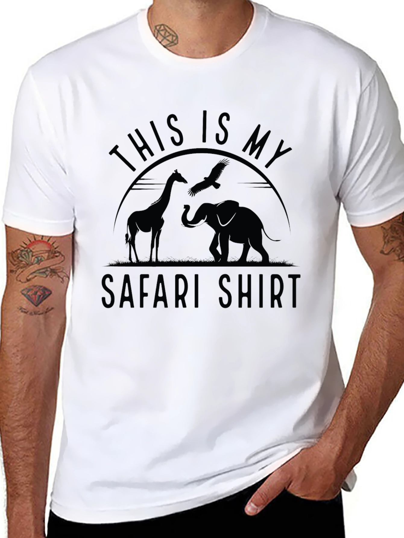 Safari Shirt - Giraffe Elephant and Eagle Design