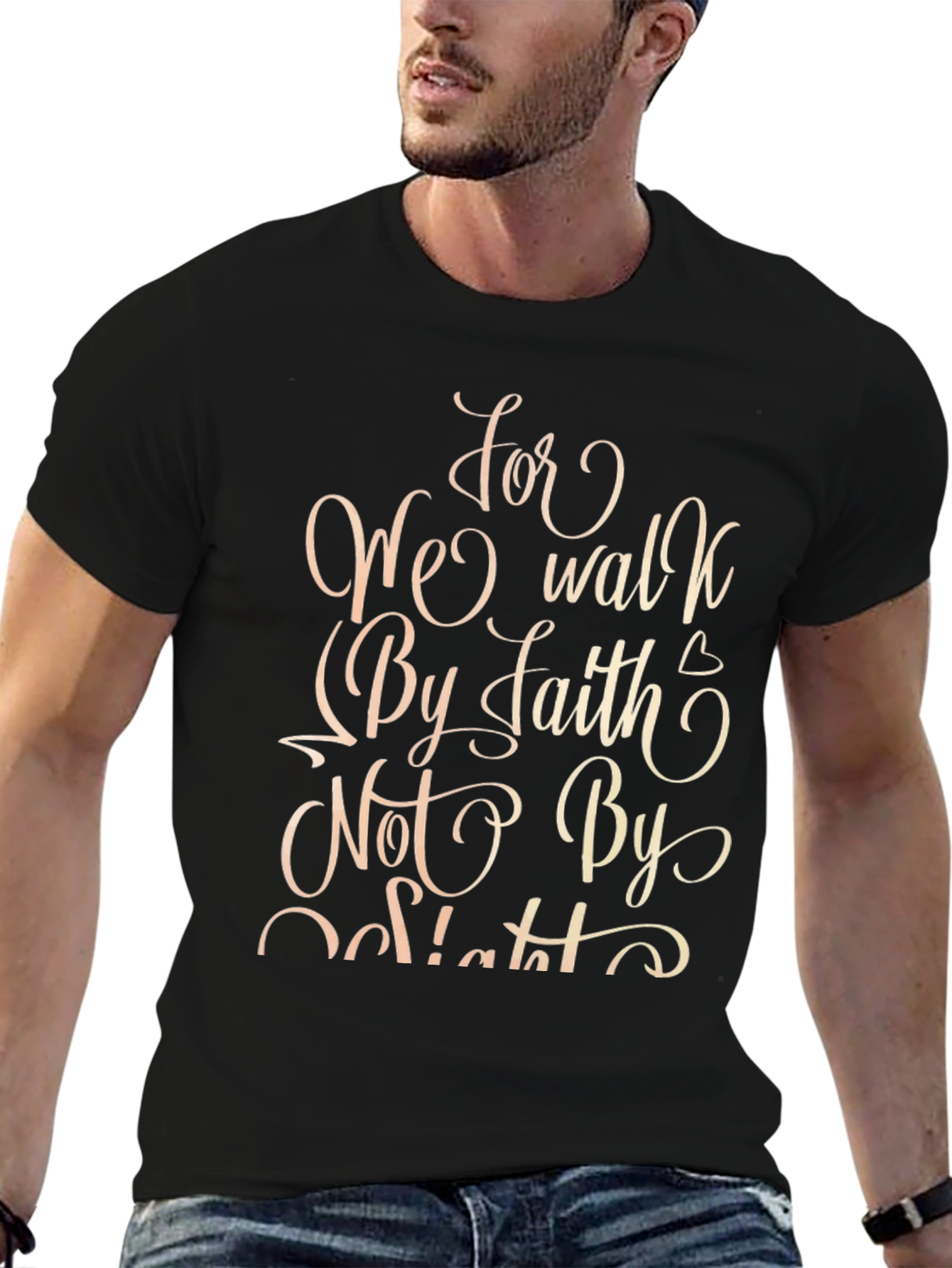 Faith Graphic Tee - Inspirational Message Black Cotton Shirt