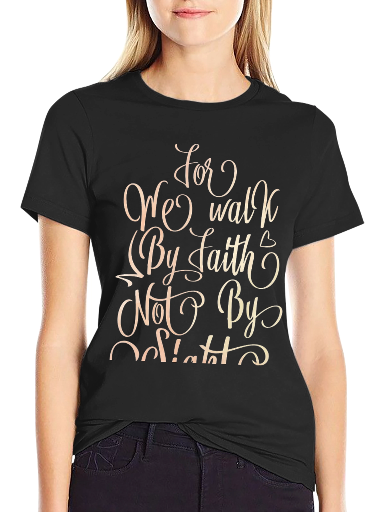 Faith Graphic Tee - Inspirational Message Black Cotton Shirt