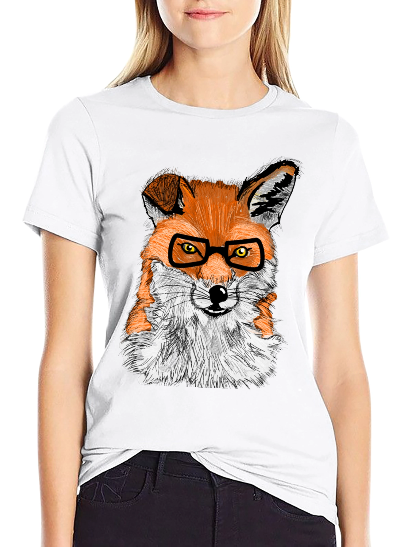 Fox with Glasses Graphic Tee - Cool Animal Shirt