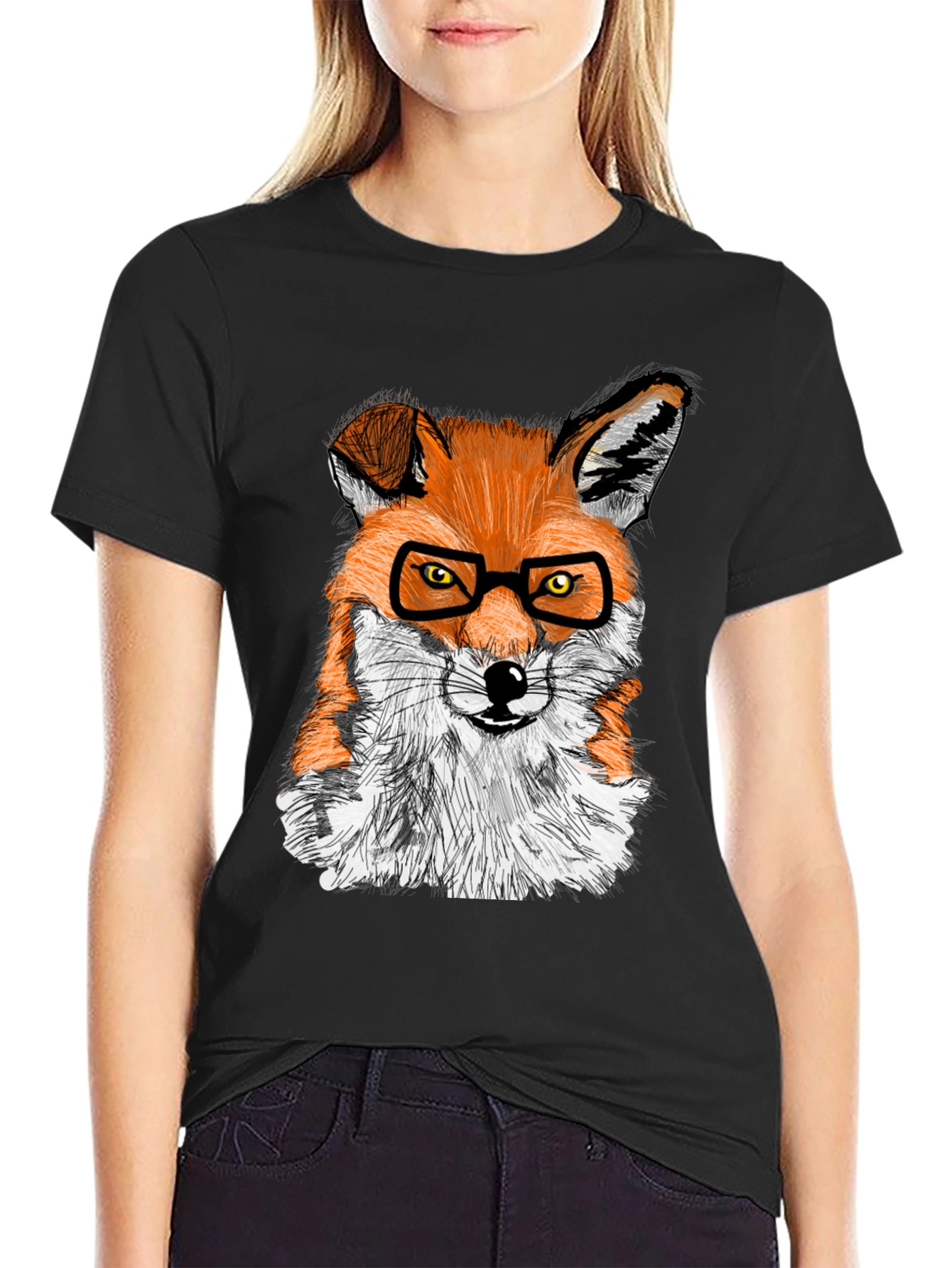 Fox with Glasses Graphic Tee - Cool Animal Shirt