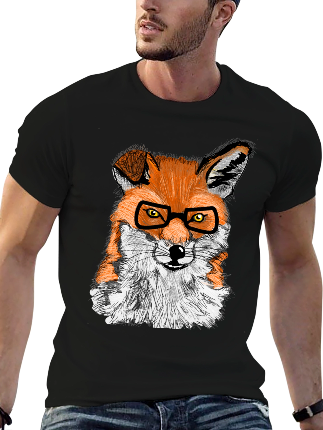 Fox with Glasses Graphic Tee - Cool Animal Shirt