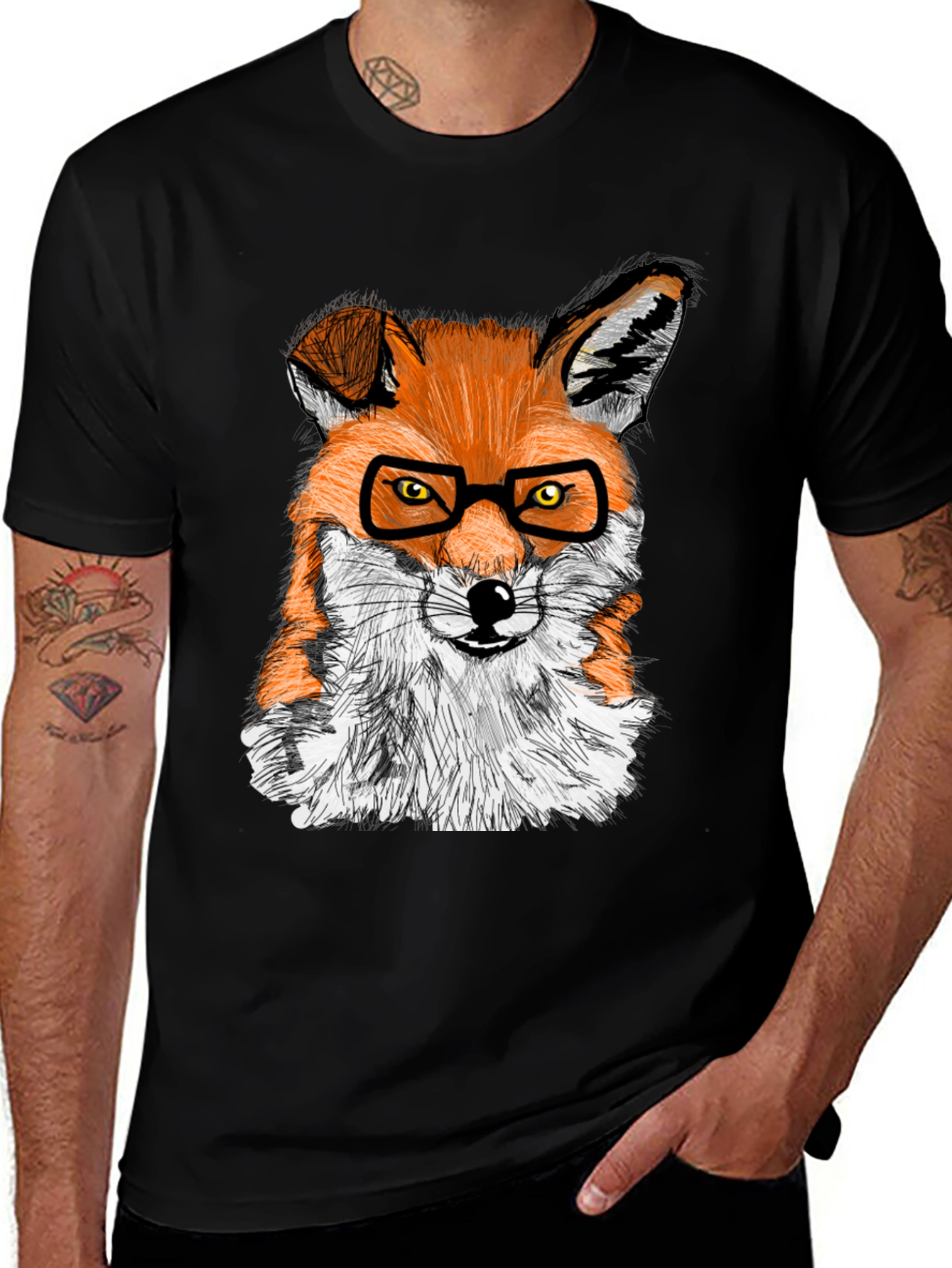 Fox with Glasses Graphic Tee - Cool Animal Shirt