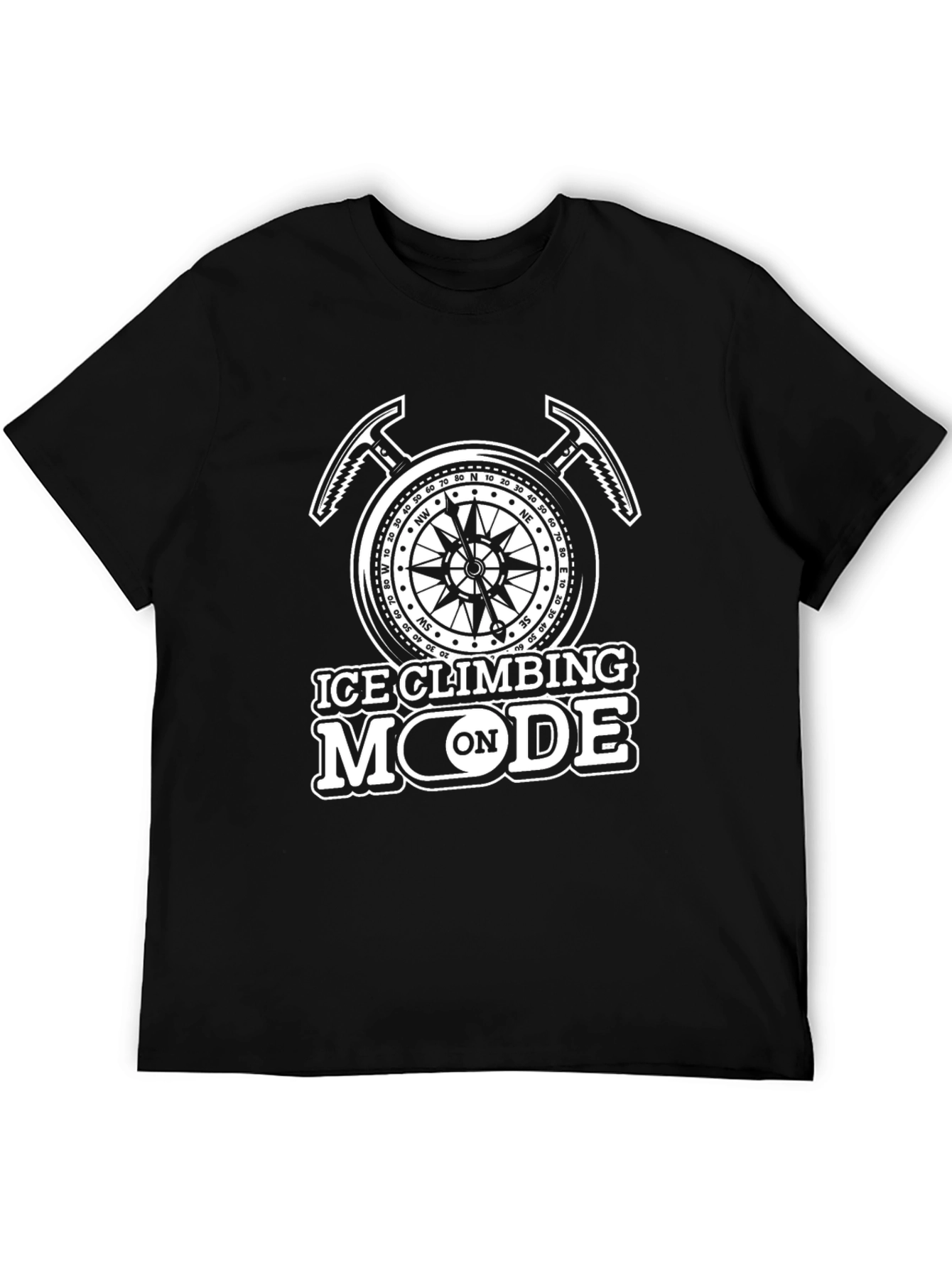 Ice Climbing Mode On Black T-Shirt