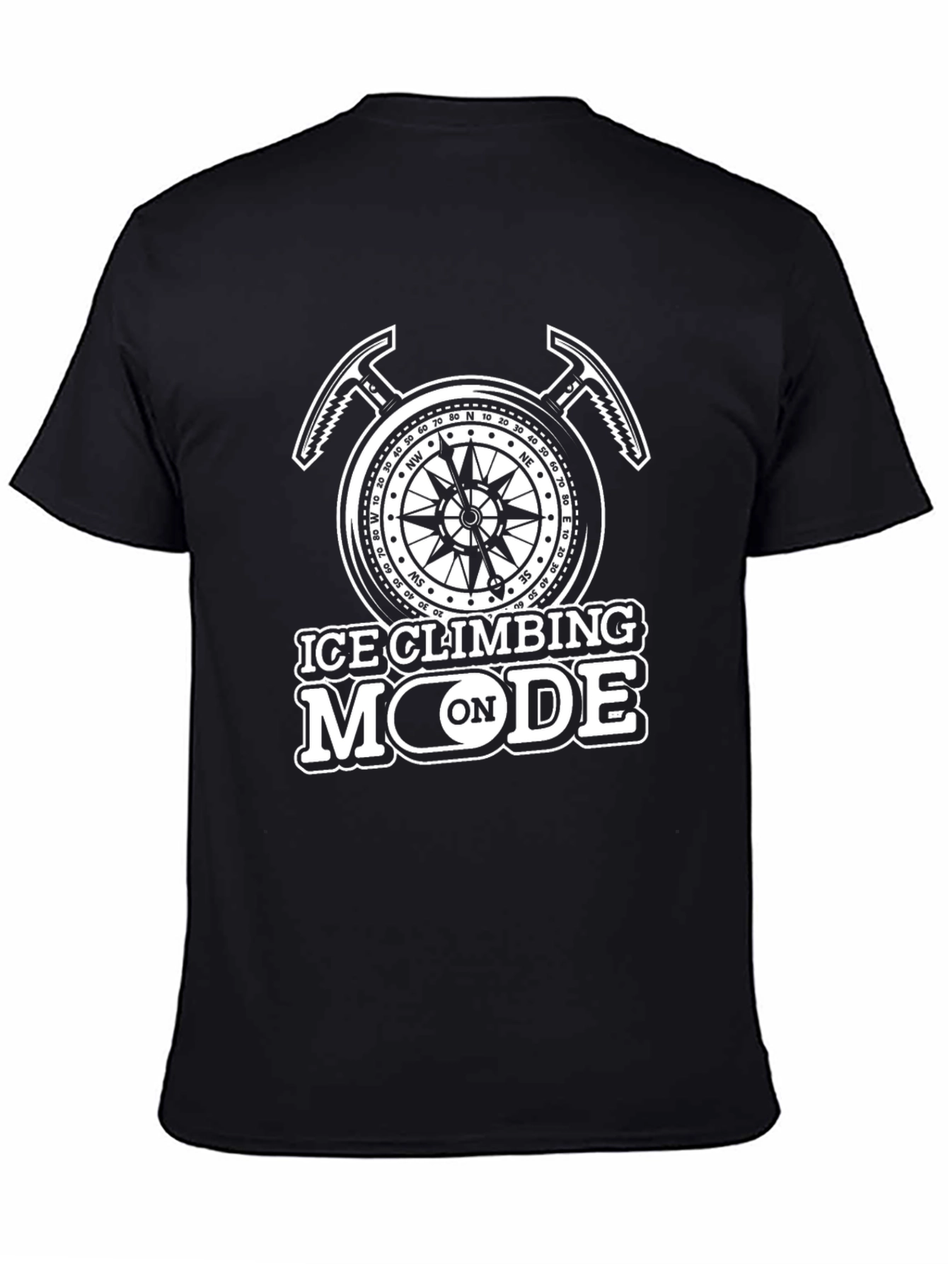 Ice Climbing Mode On Black T-Shirt