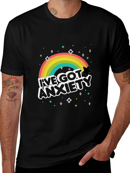 Anxiety Rainbow Graphic Tee - Black T-Shirt