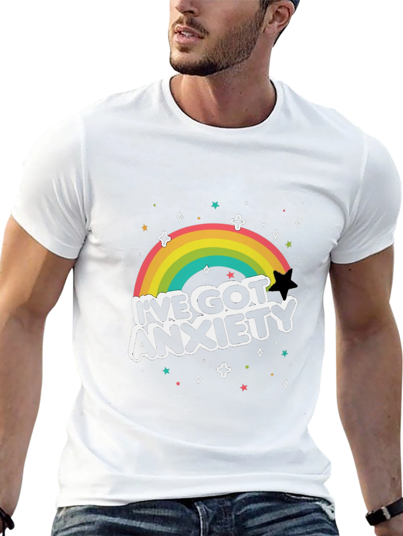 Anxiety Rainbow Graphic Tee - Black T-Shirt