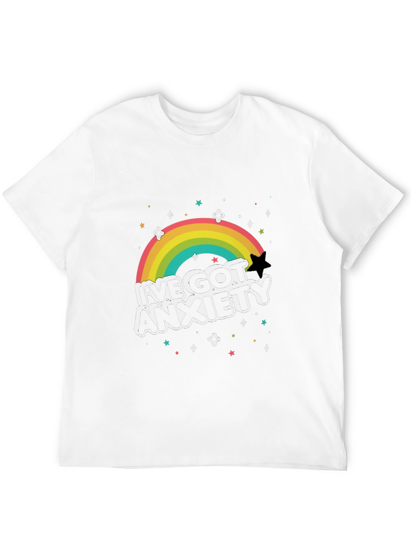 Anxiety Rainbow Graphic Tee - Black T-Shirt