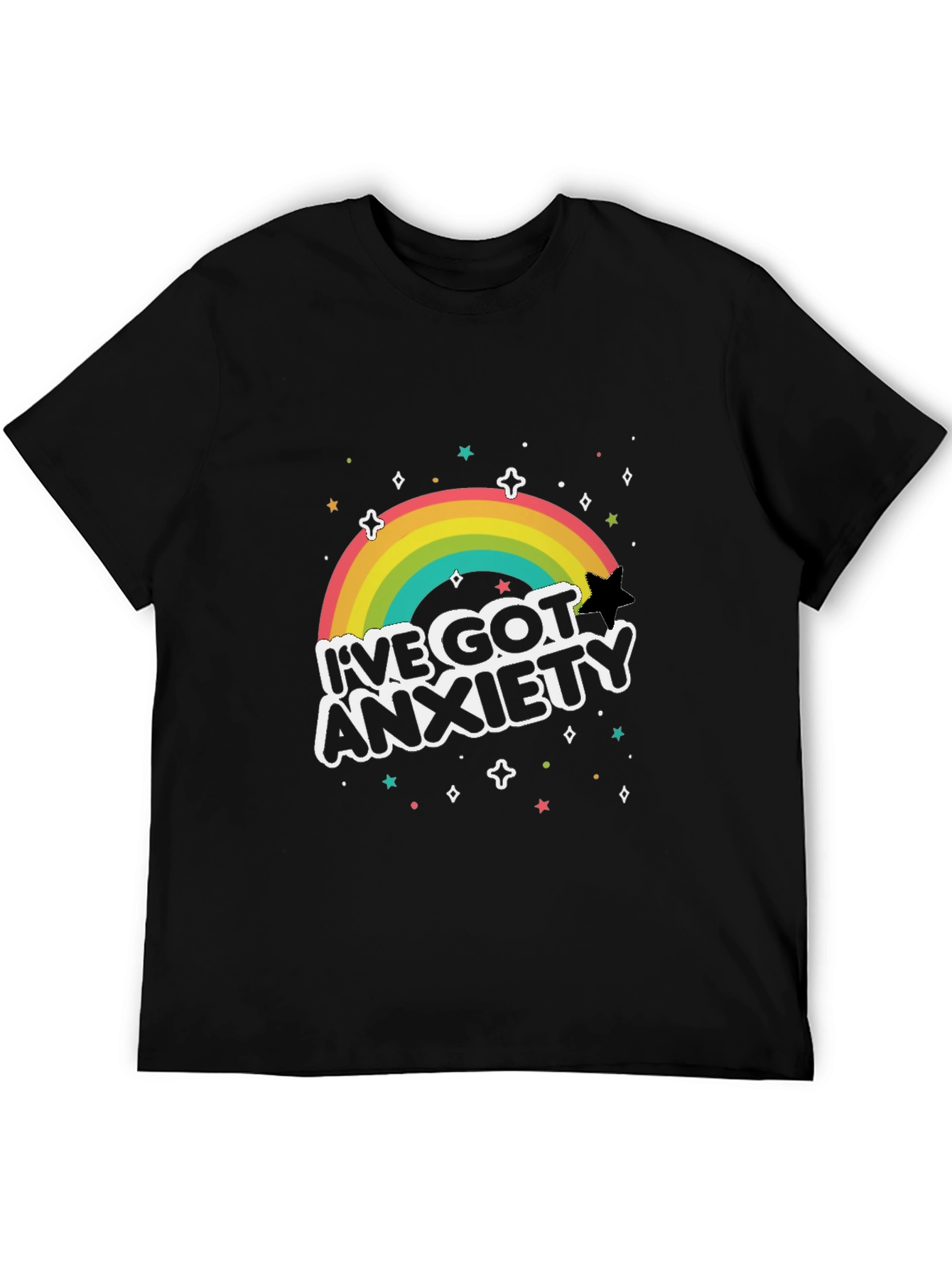 Anxiety Rainbow Graphic Tee - Black T-Shirt