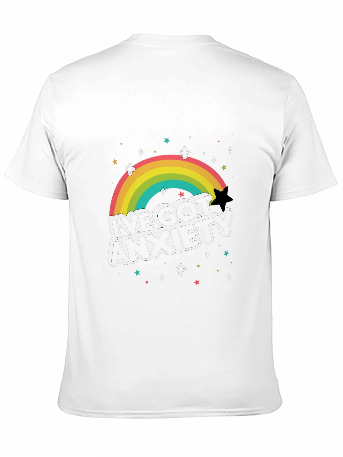 Anxiety Rainbow Graphic Tee - Black T-Shirt