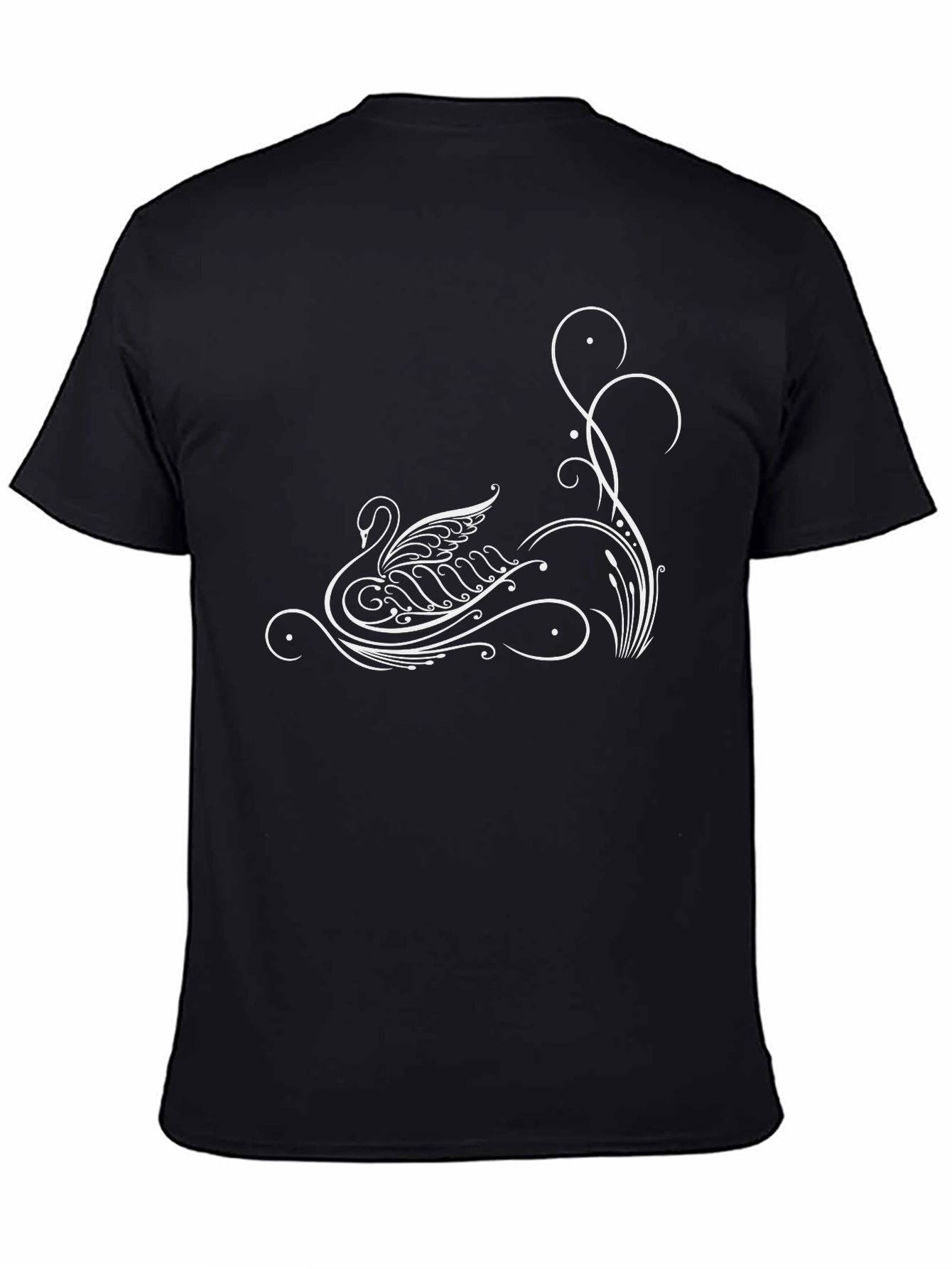 Elegant Swan Graphic Black T-Shirt