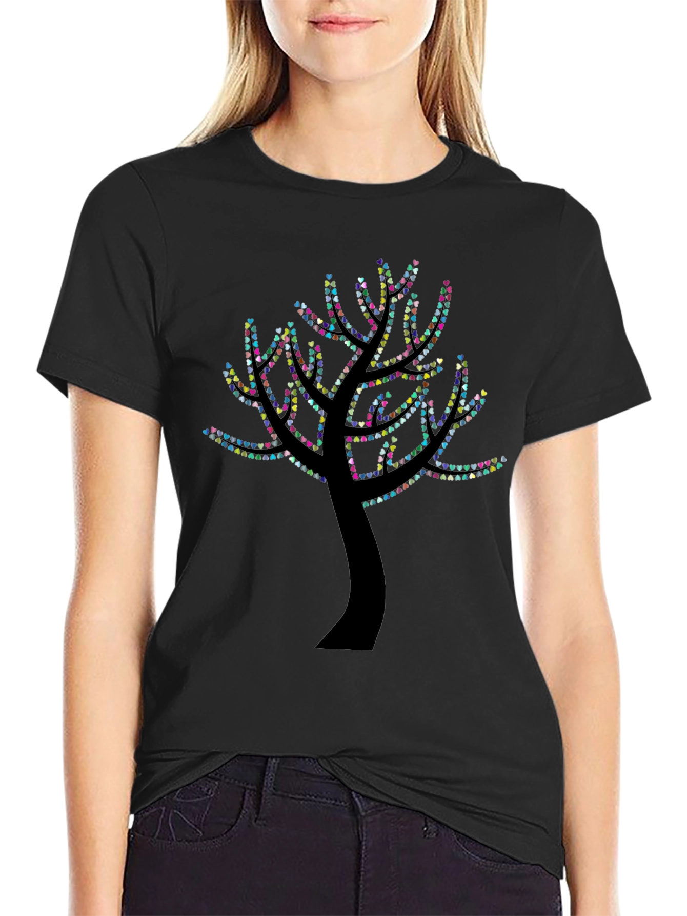 Heart Tree Graphic Black T-Shirt