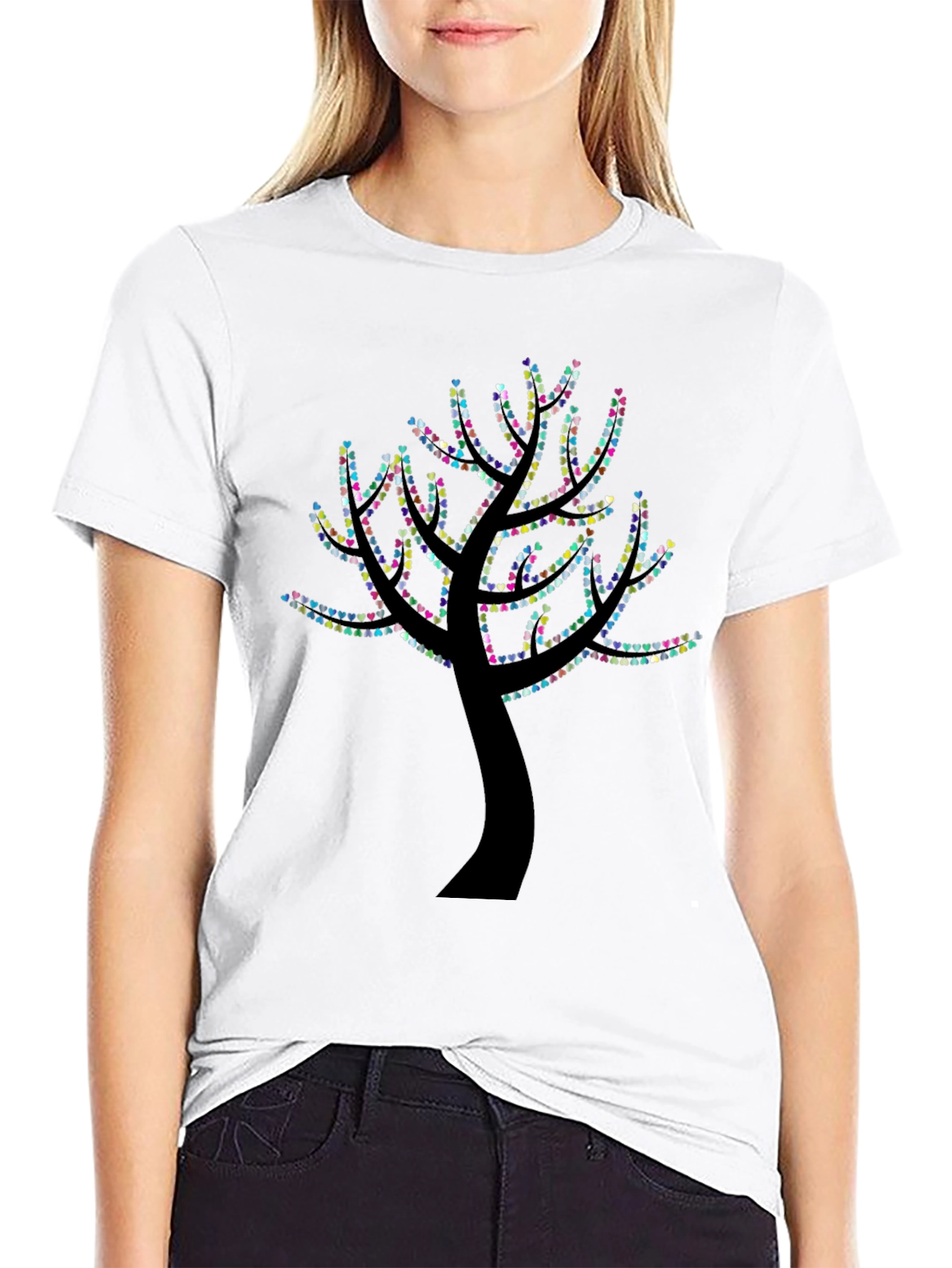 Heart Tree Graphic Black T-Shirt