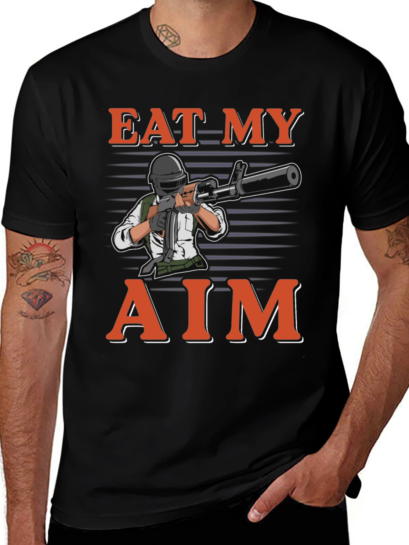 Eat My Aim Gaming T-Shirt - Black Cotton Tee