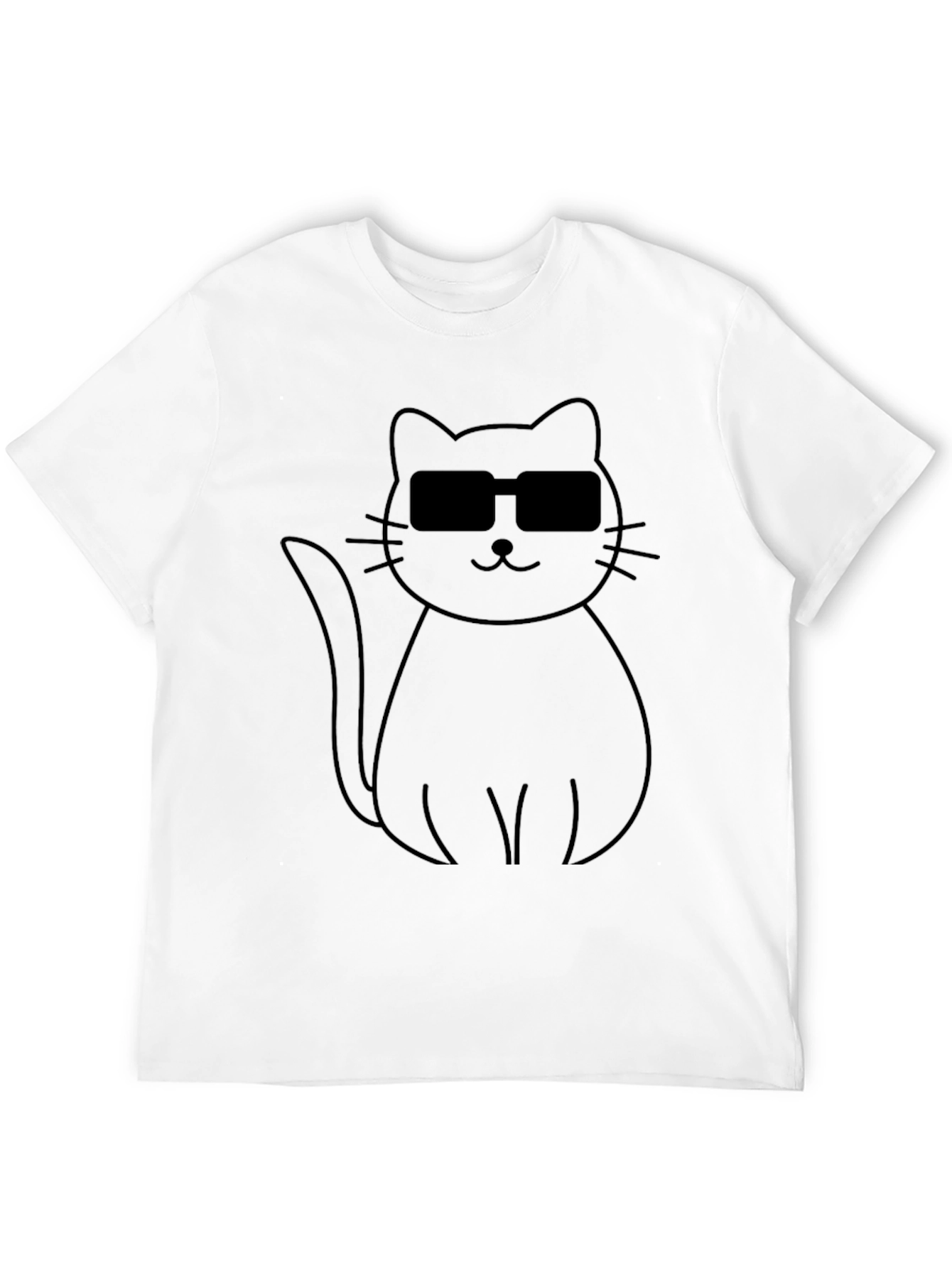 Cool Cat Graphic Tee - Black Crewneck T-Shirt