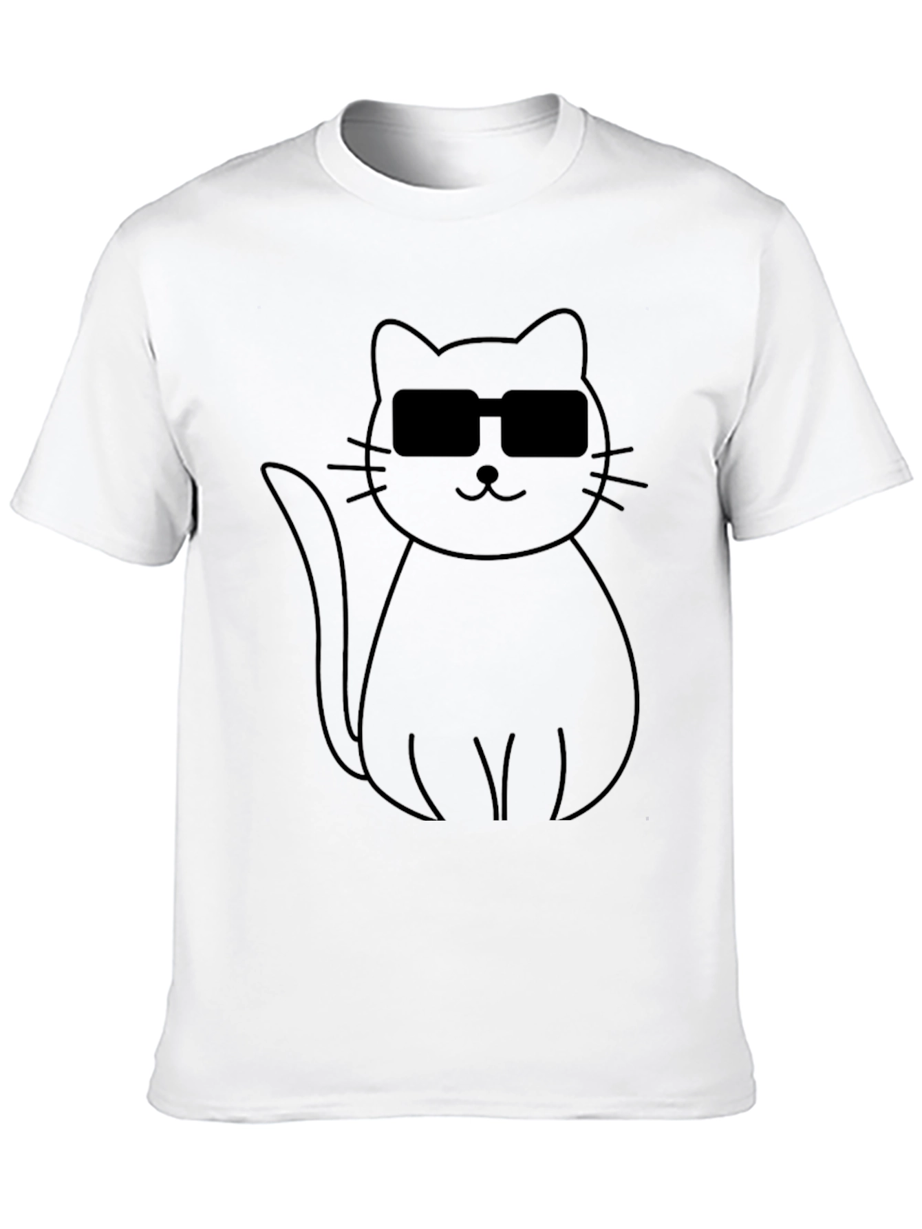 Cool Cat Graphic Tee - Black Crewneck T-Shirt