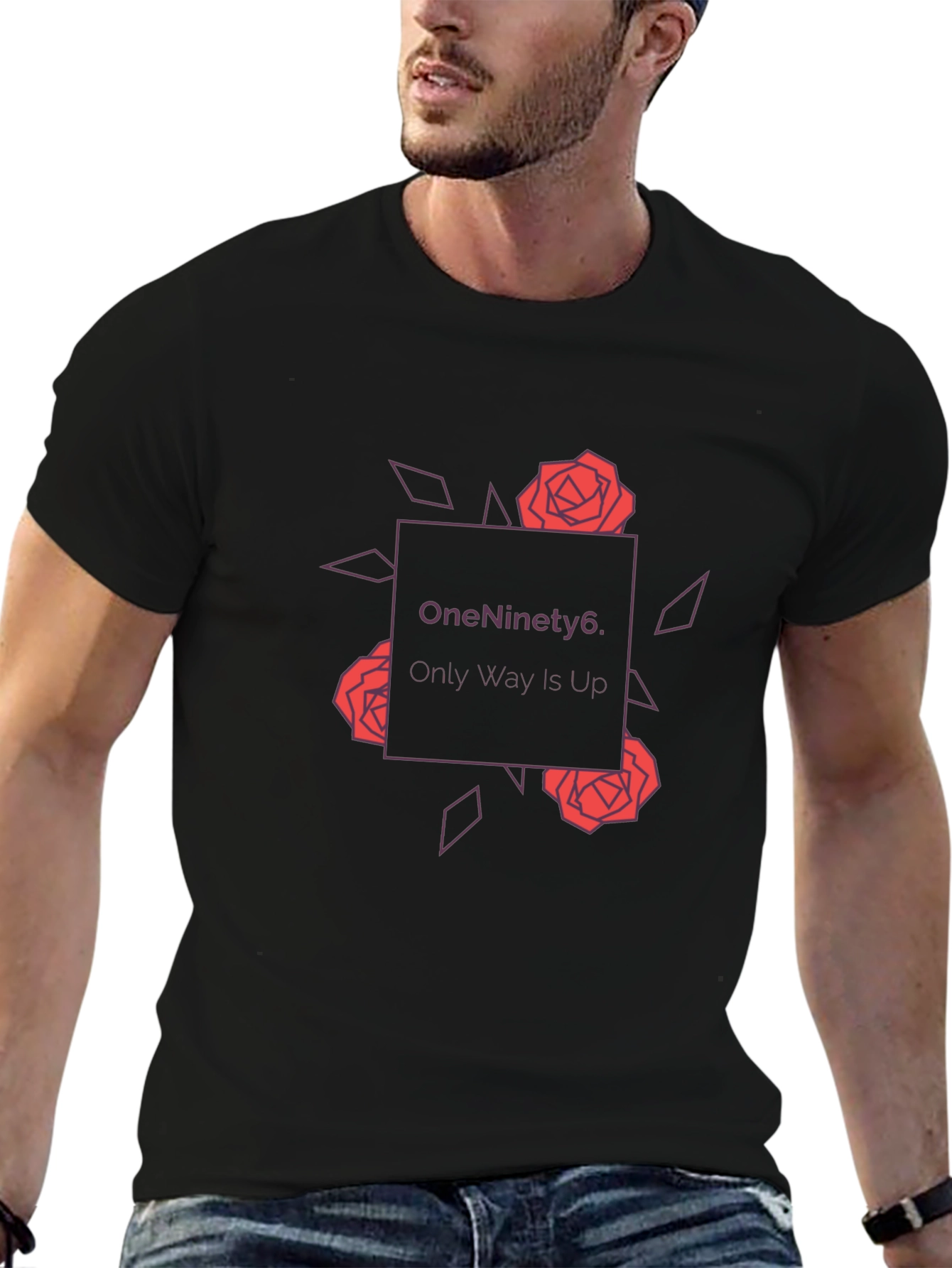 OneNinety6 Rose Graphic Tee - Black Cotton Blend