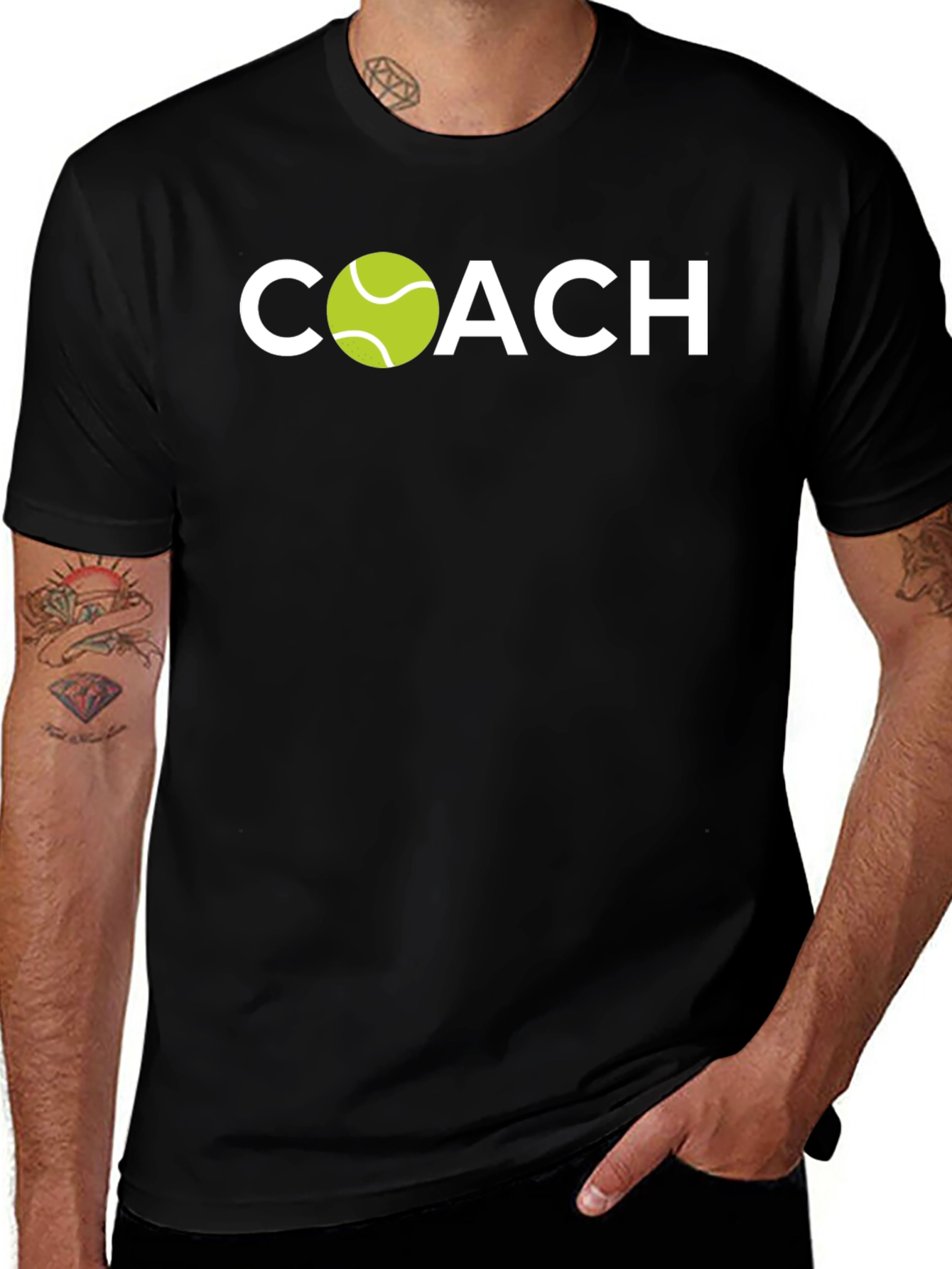 Tennis Coach Graphic Tee - Black Cotton T-Shirt