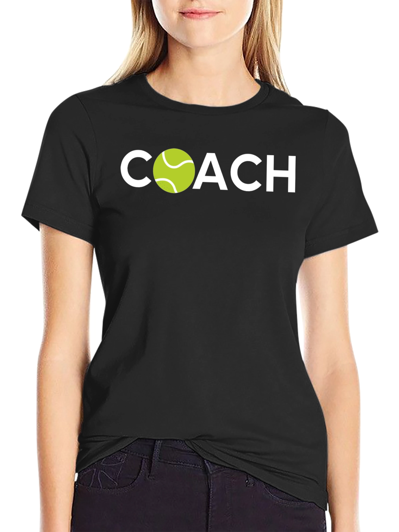Tennis Coach Graphic Tee - Black Cotton T-Shirt