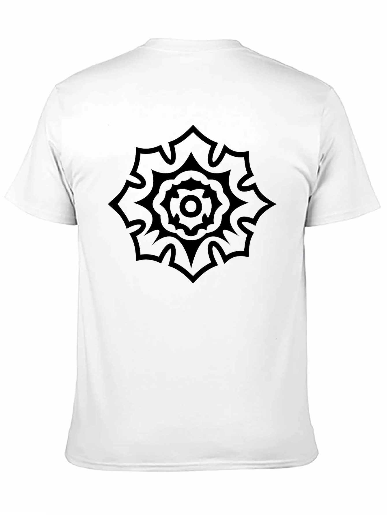 Mens Black Graphic Tee - Floral Mandala Design
