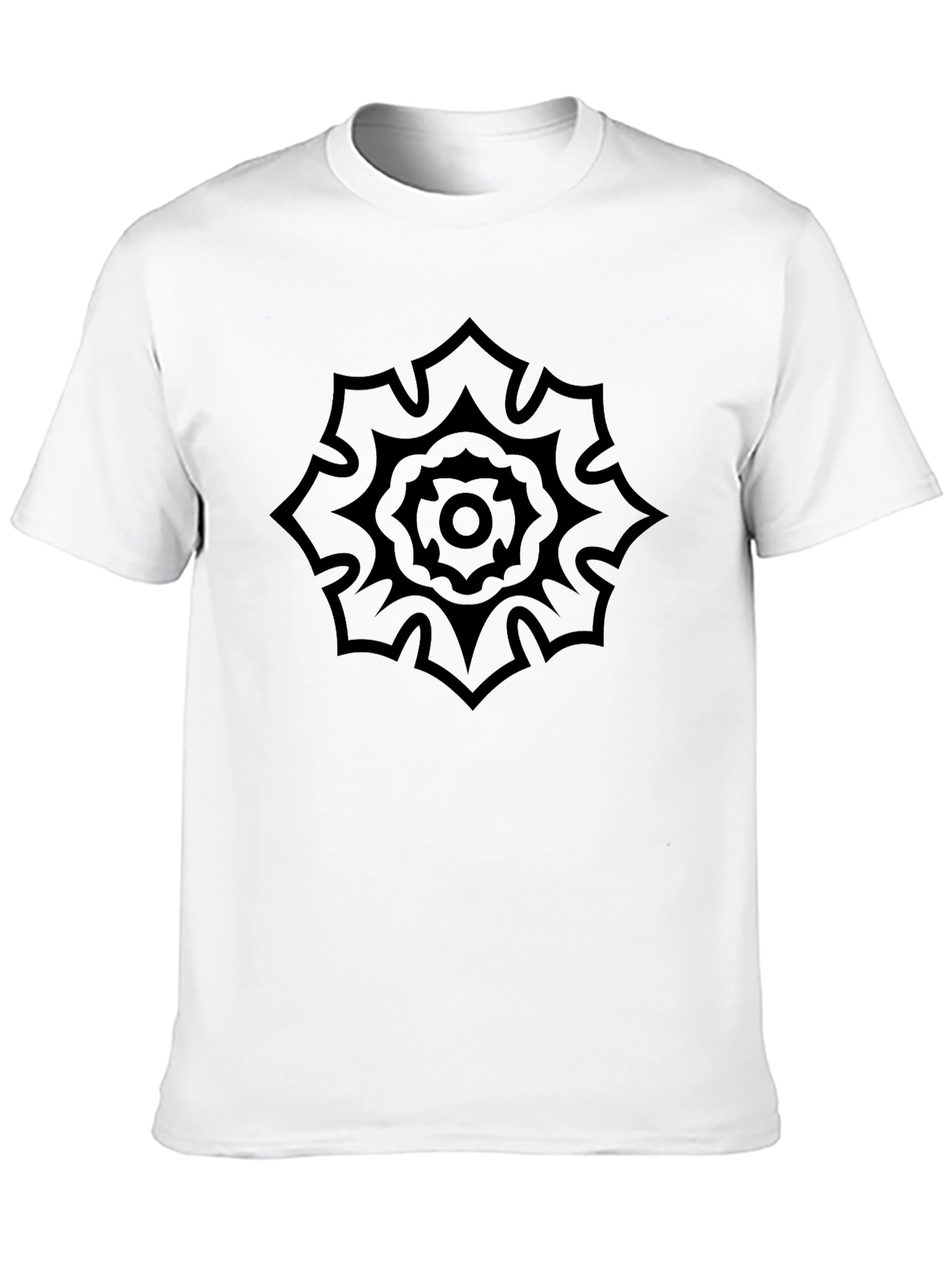Mens Black Graphic Tee - Floral Mandala Design