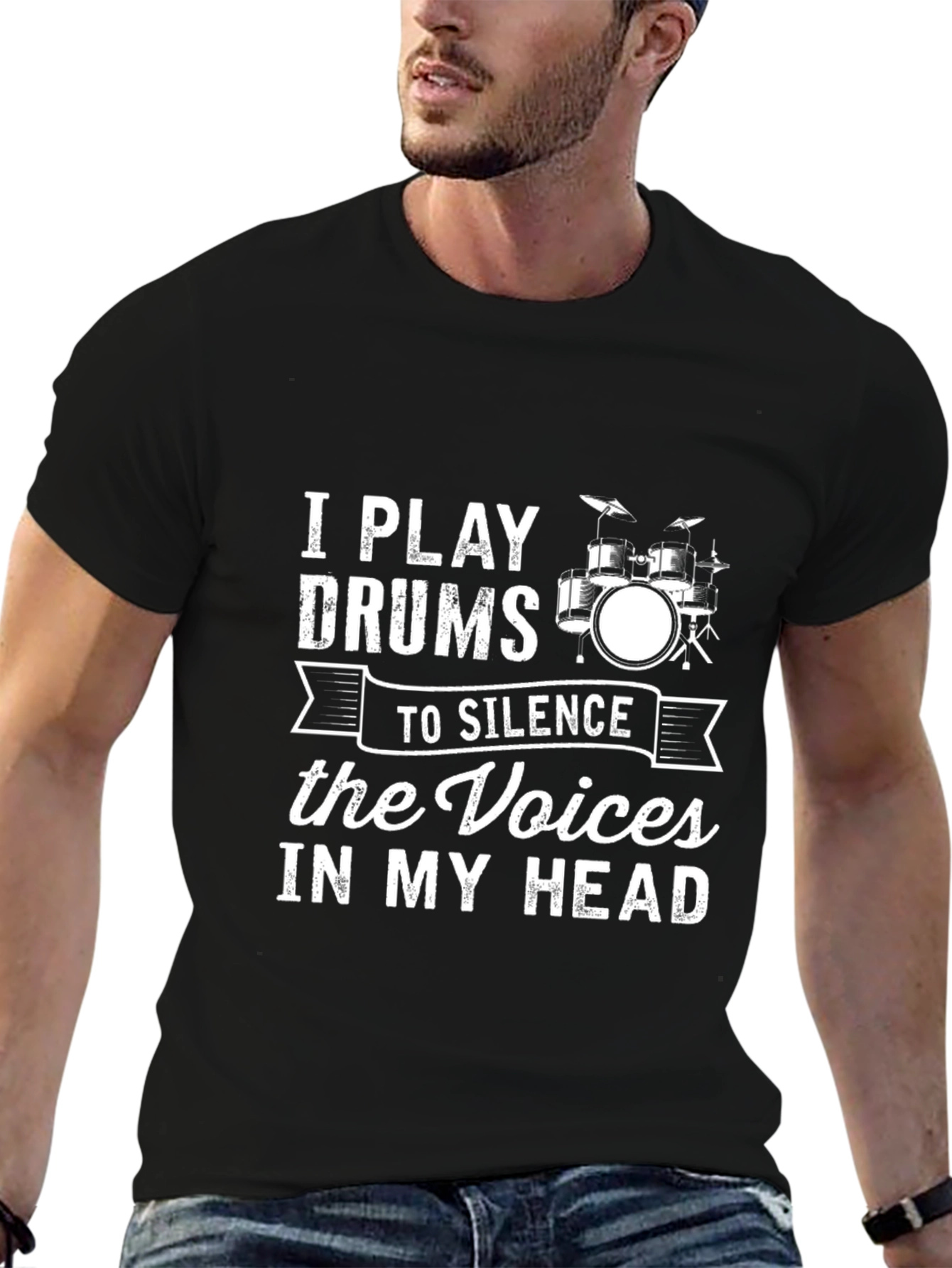 I Play Drums to Silence the Voices Graphic T-Shirt