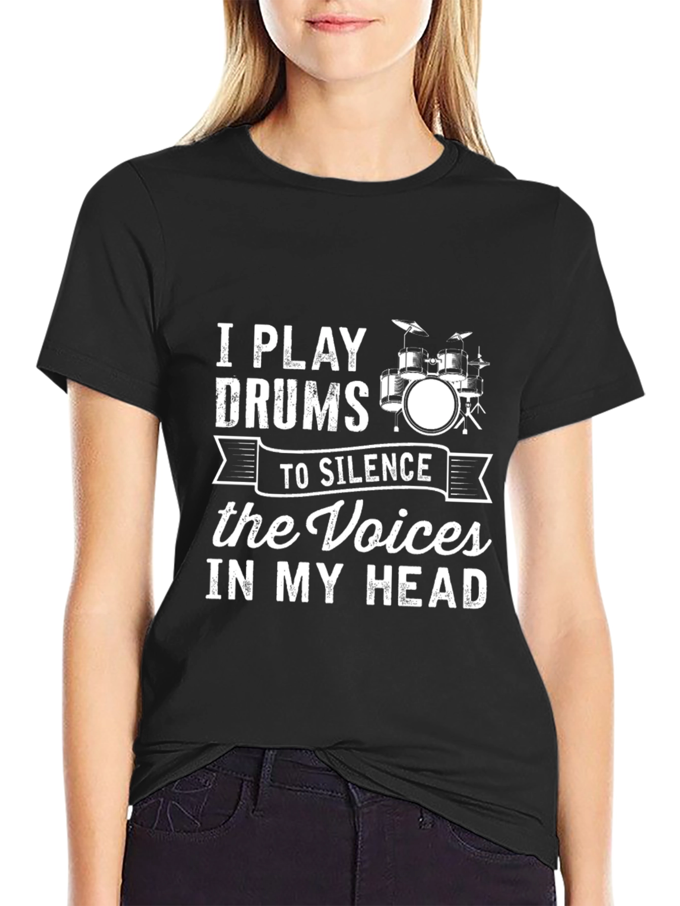 I Play Drums to Silence the Voices Graphic T-Shirt