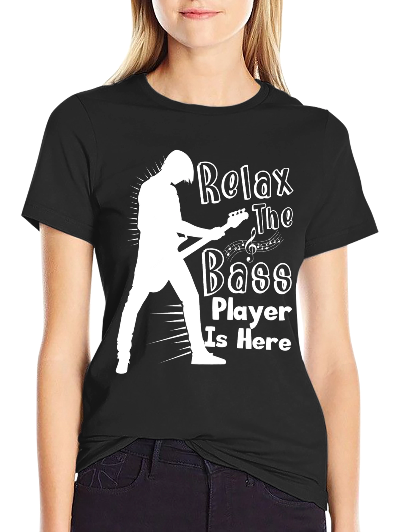 Relax The Bass Player Is Here Black T-Shirt