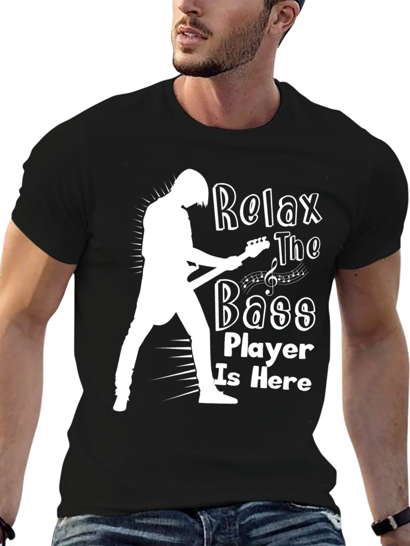 Relax The Bass Player Is Here Black T-Shirt